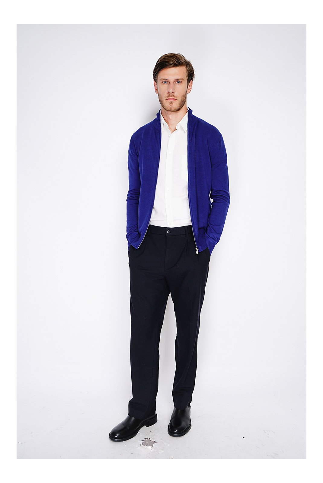 Gilets  Le Cachemire français CF-126_BLEU_NUIT Bleu Nuit