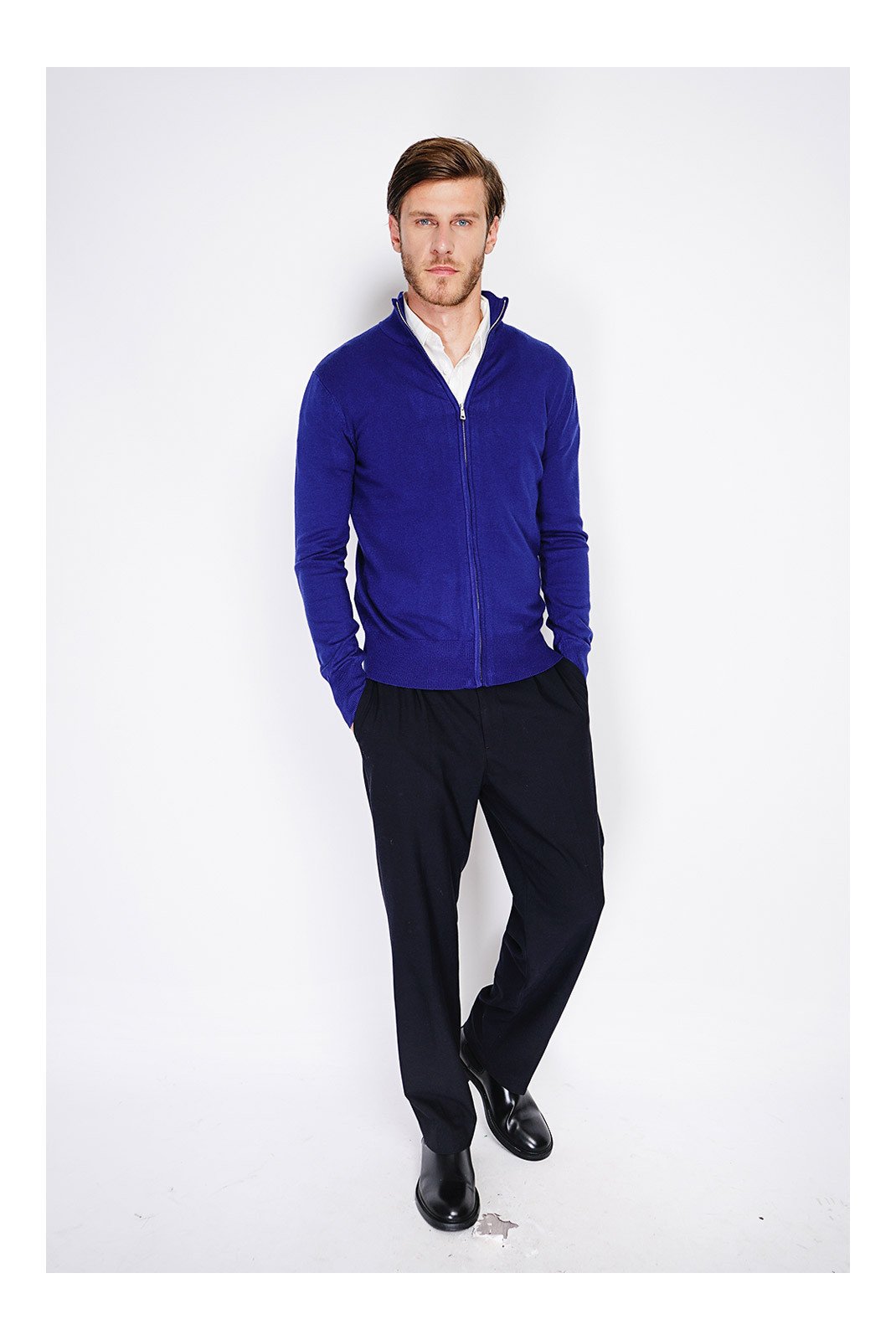 Gilets  Le Cachemire français CF-126_BLEU_NUIT Bleu Nuit