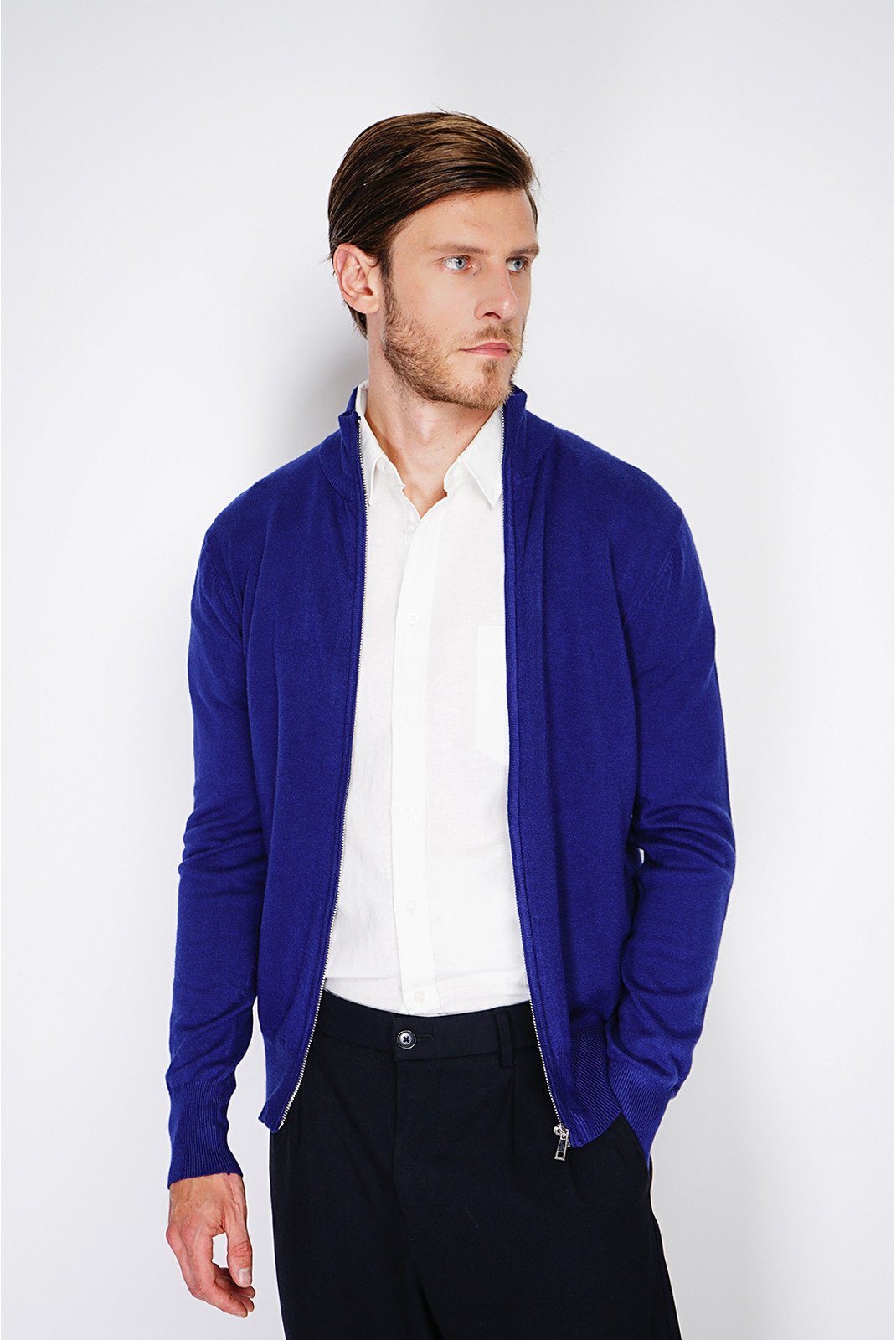 Gilets  Le Cachemire français CF-126_BLEU_NUIT Bleu Nuit