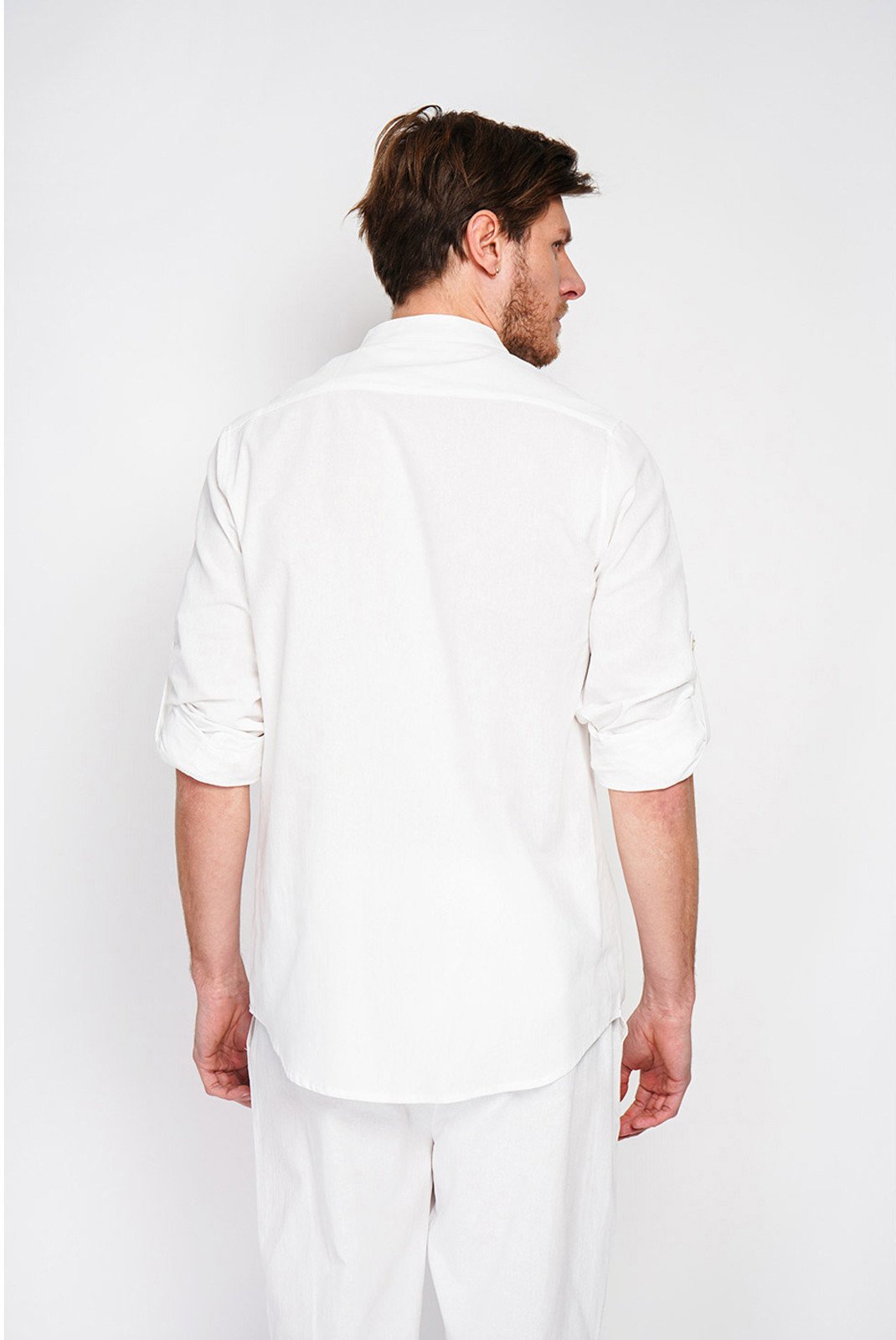 Chemises manches longues  LE SECRET DU LIN LS25-162_BLANC Blanc