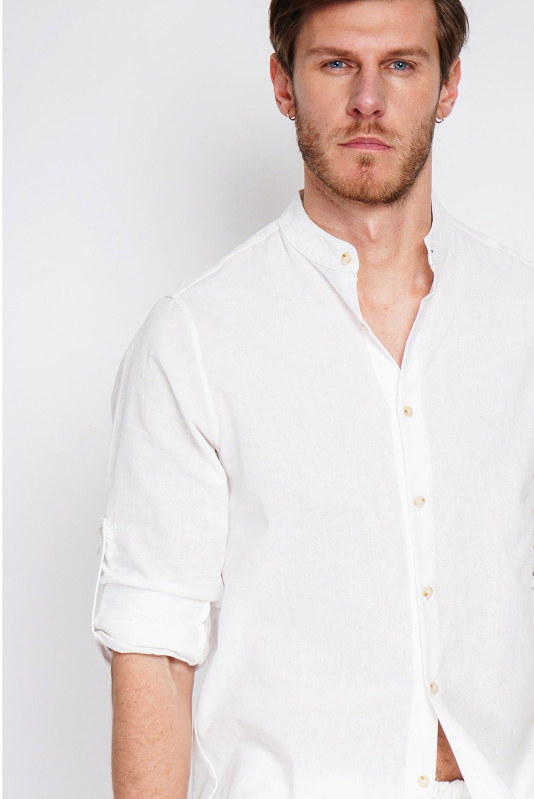 Chemises manches longues  LE SECRET DU LIN LS25-162_BLANC Blanc