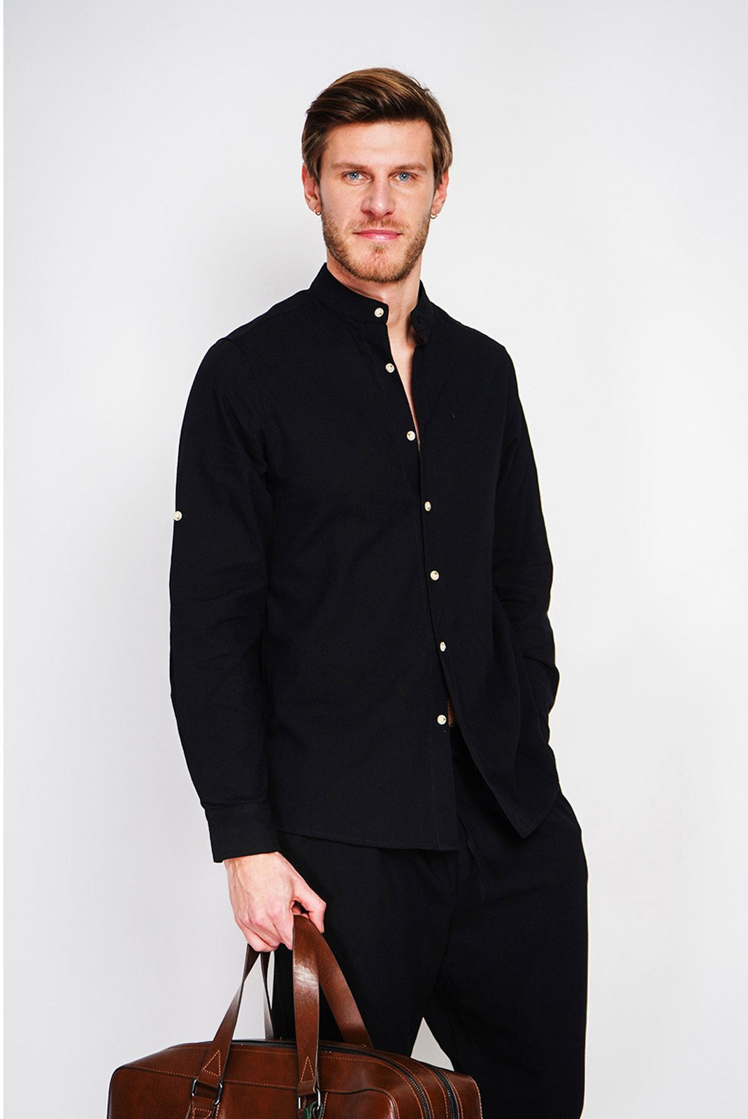Chemises manches longues  LE SECRET DU LIN LS25-162_NOIR Noir