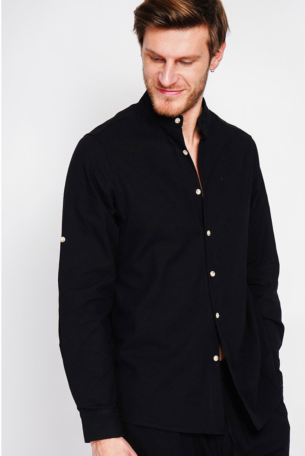 Chemises manches longues  LE SECRET DU LIN LS25-162_NOIR Noir