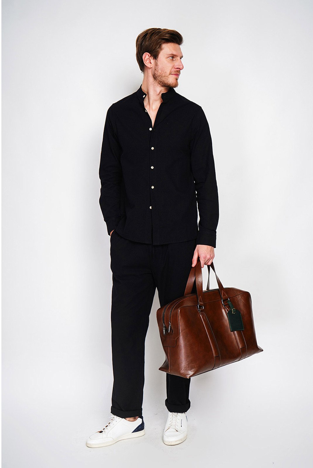 Chemises manches longues  LE SECRET DU LIN LS25-162_NOIR Noir