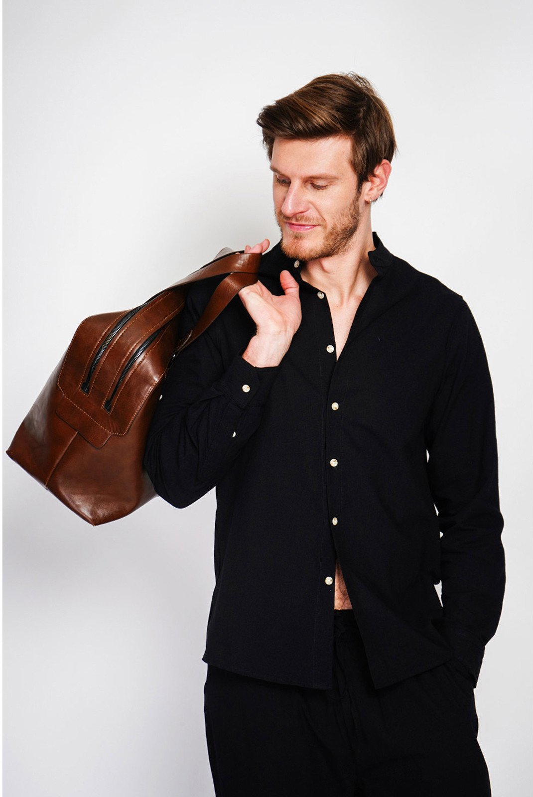 Chemises manches longues  LE SECRET DU LIN LS25-162_NOIR Noir