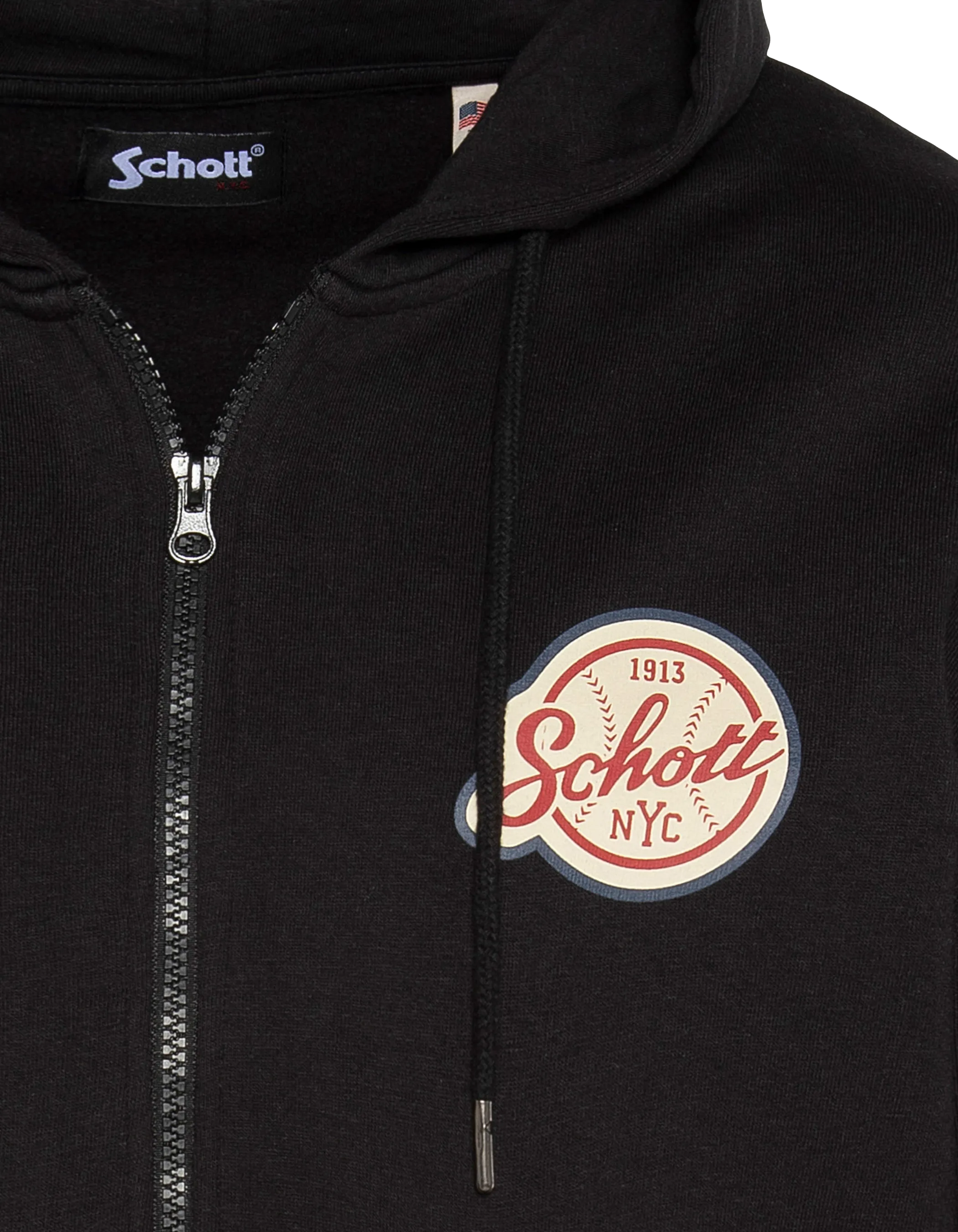 Sweats zippés  Schott SWHZBASEBALL BLACK