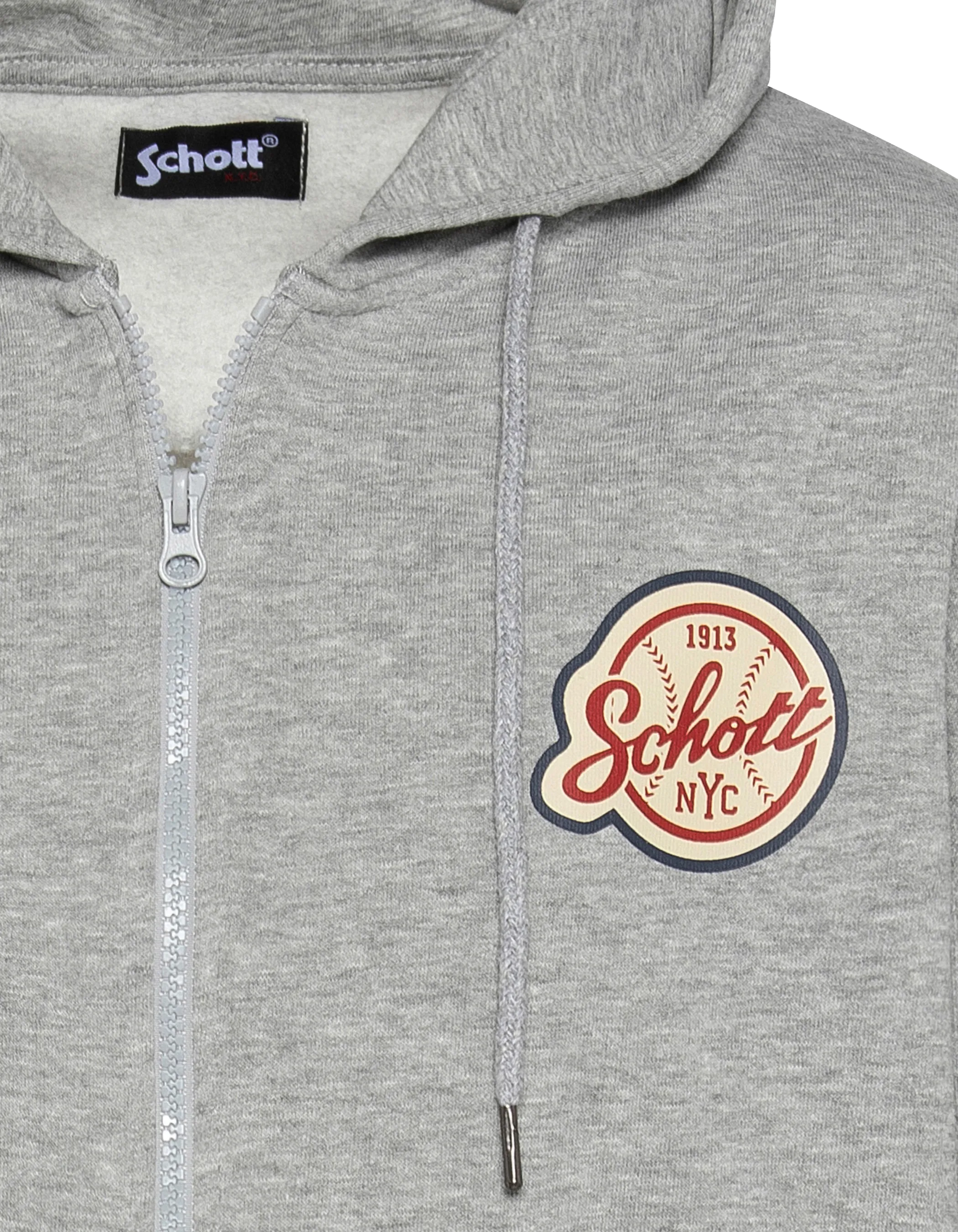 Sweats zippés  Schott SWHZBASEBALL GREY