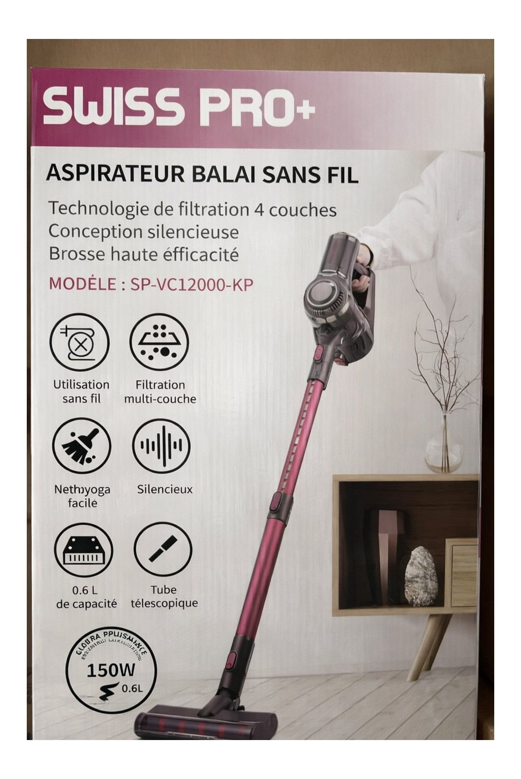 Aspirateur & accessoires d'entretien  SWISS PRO+ 8720726127318 Gris sidéral / Violet