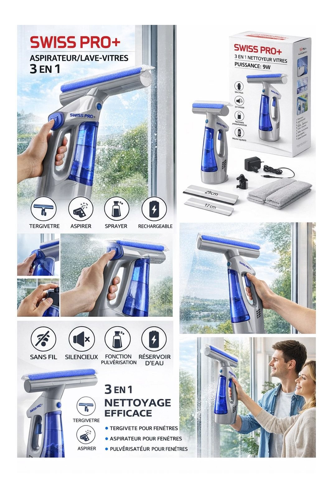 Aspirateur & accessoires d'entretien  SWISS PRO+ 8720726127325 Gris/bleu