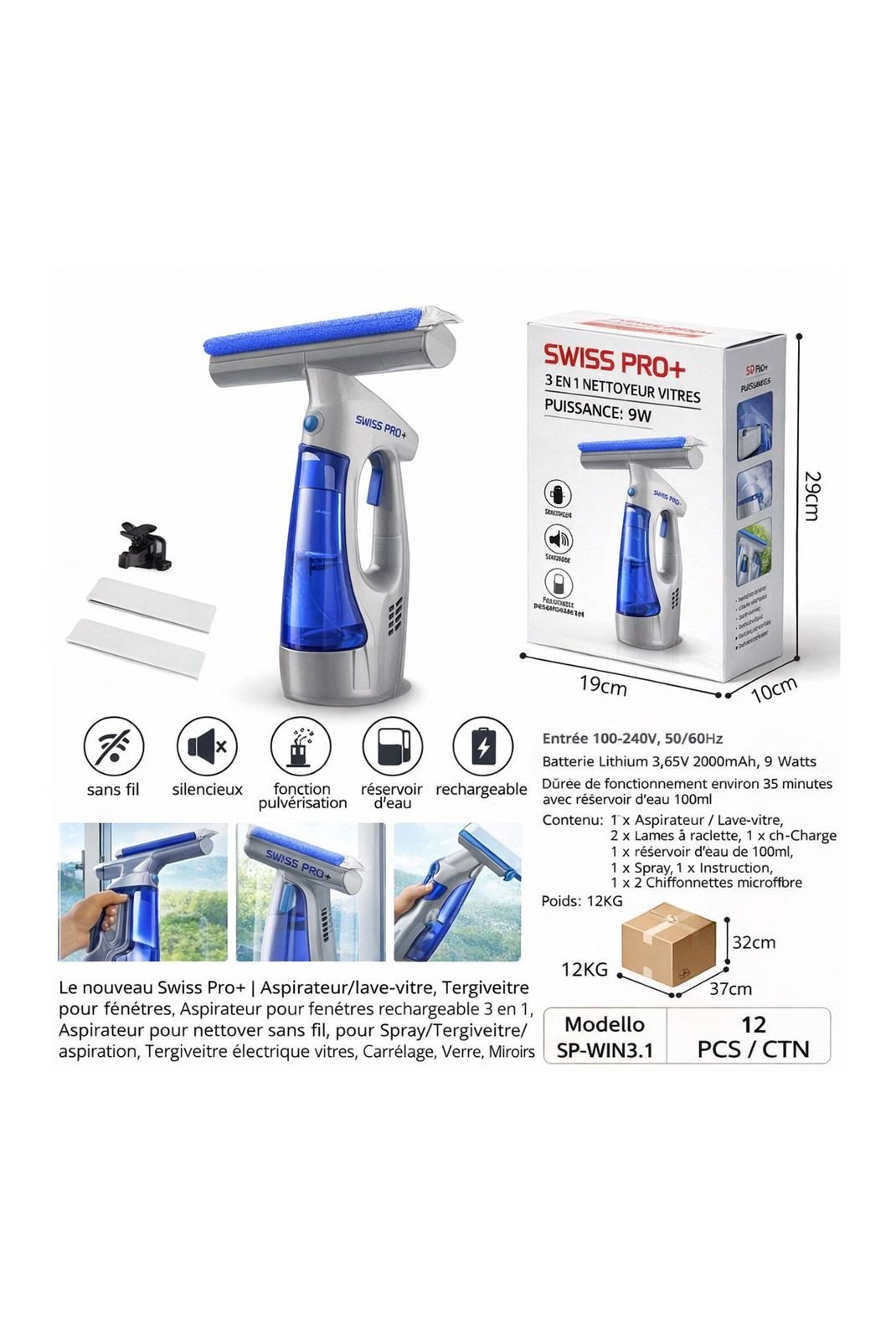 Aspirateur & accessoires d'entretien  SWISS PRO+ 8720726127325 Gris/bleu