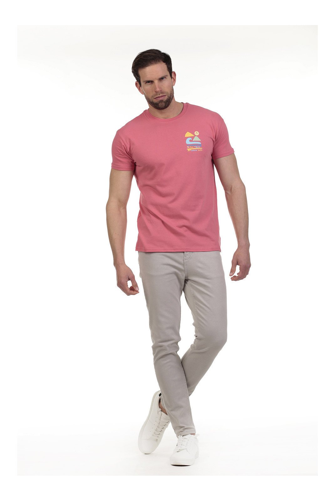 T-S manches courtes  Time of bocha QV1C25-CORAL  Coral