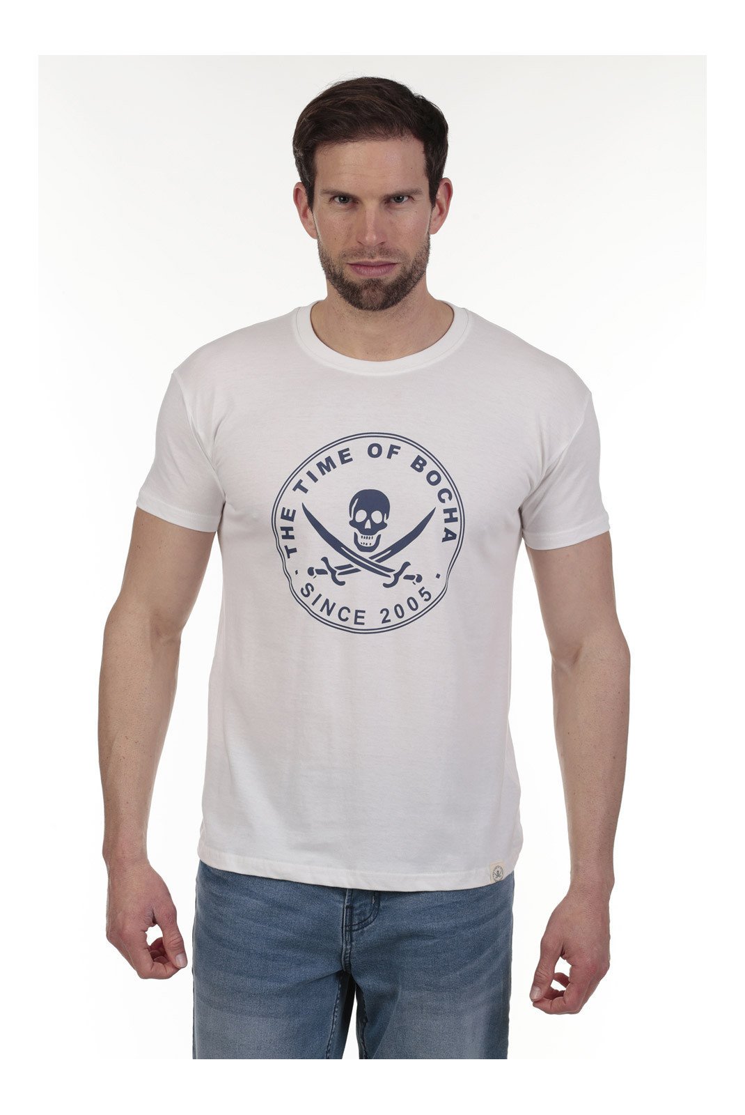T-S manches courtes  Time of bocha QV1PK.CM-6 White-Navy