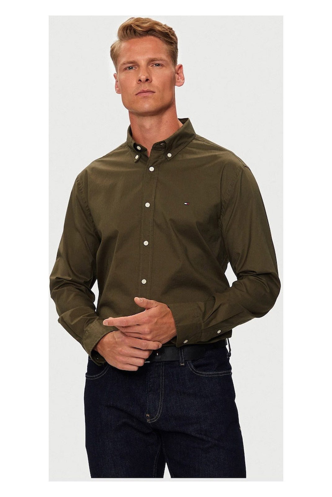 Chemises manches longues  Tommy Jeans MW0MW30934__380 Olive