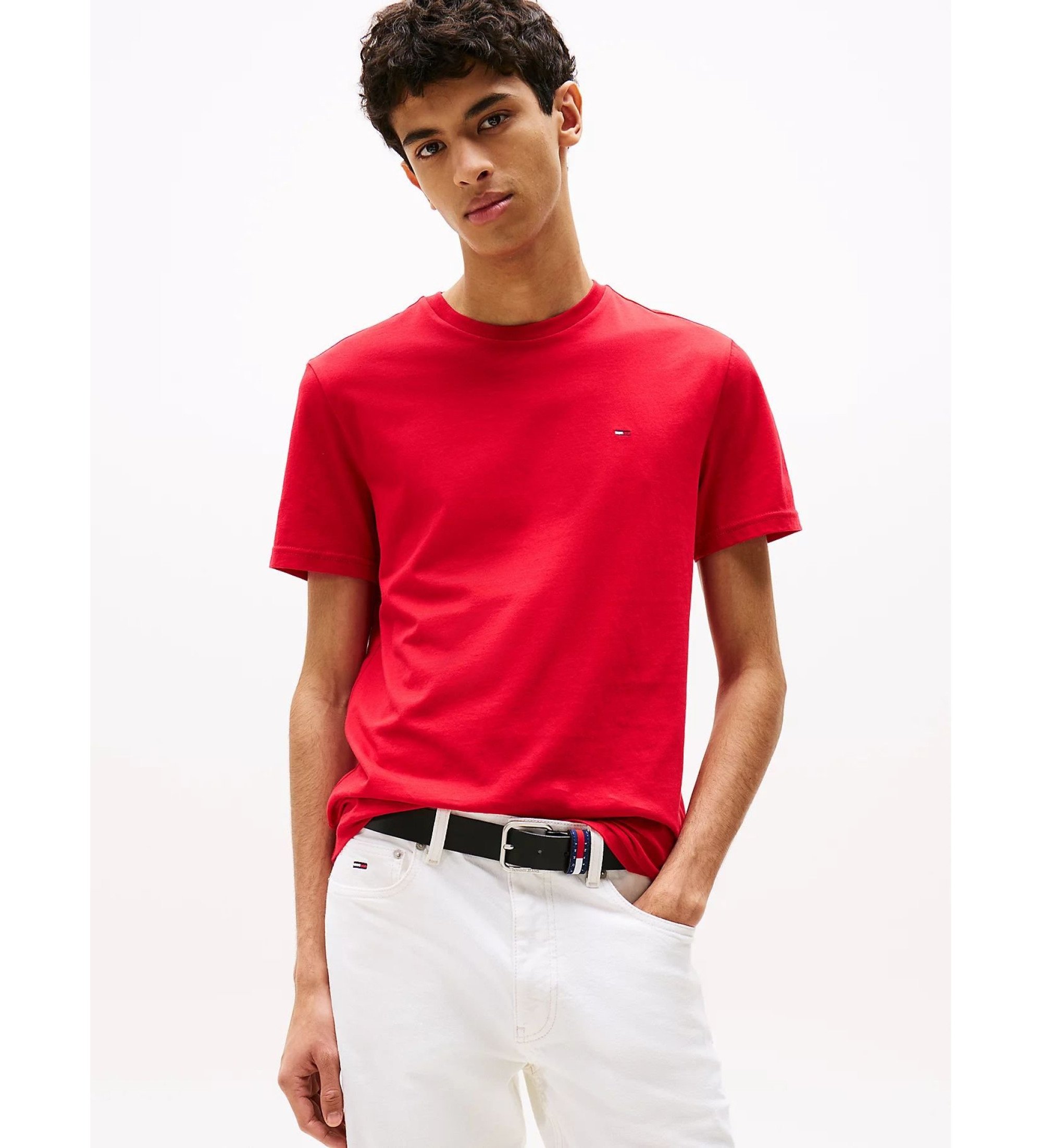 T-S manches courtes  Tommy Jeans DM0DM21579 0XP Ecru / Dark Night Navy / Sphre Red