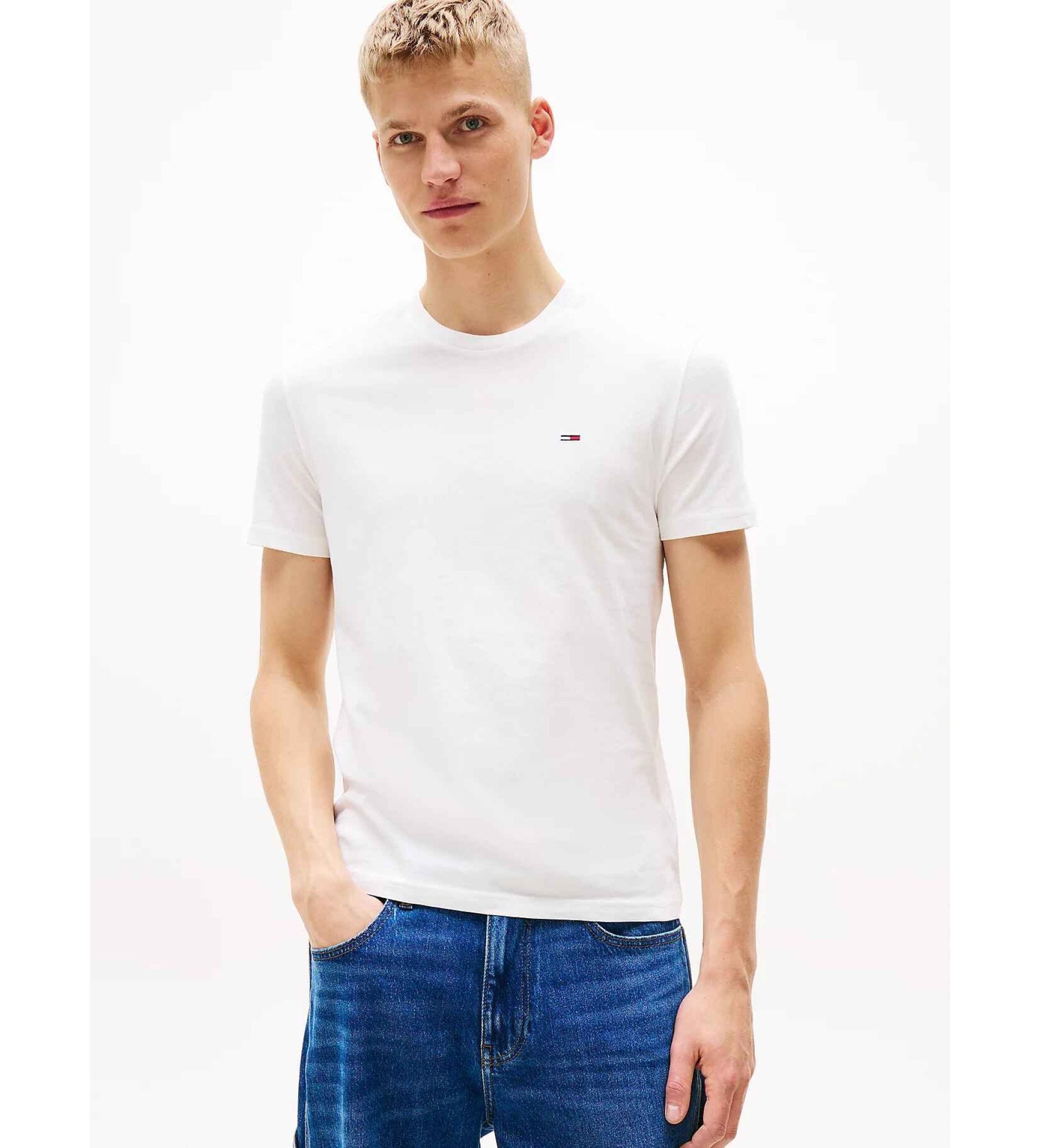 T-S manches courtes  Tommy Jeans DM0DM21579 0XP Ecru / Dark Night Navy / Sphre Red