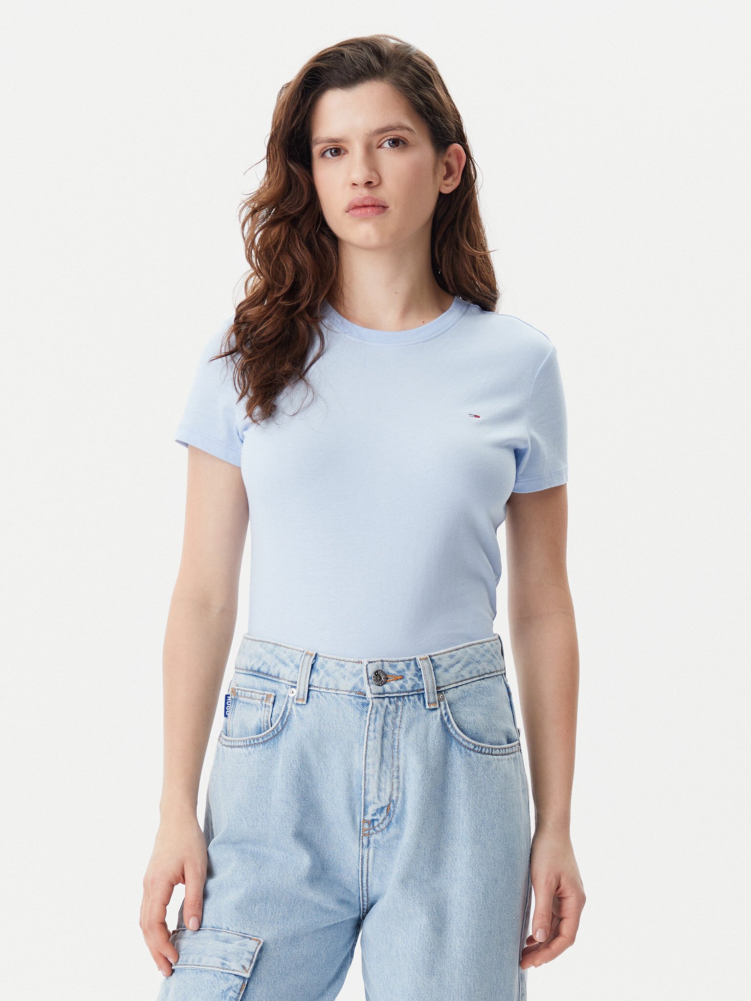 Tee shirt  Tommy Jeans DW0DW21366 0XM Ecru / Sweet Blue