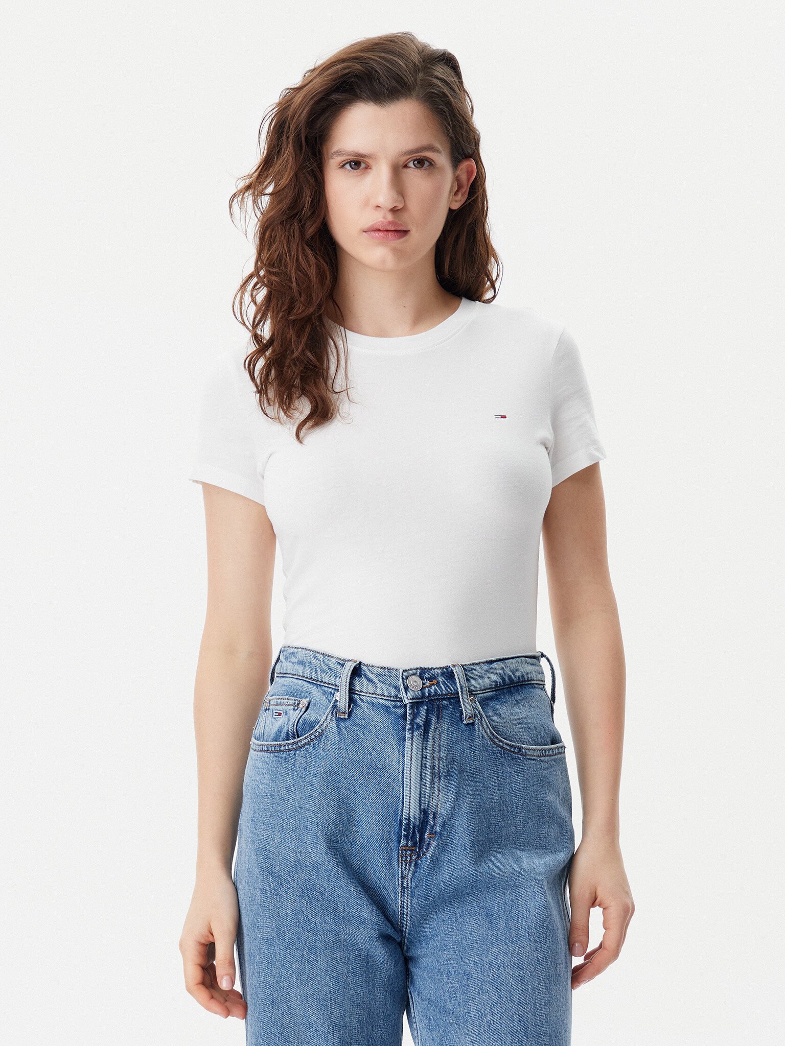 Tee shirt  Tommy Jeans DW0DW21366 0XN Ecru / Precious Pink