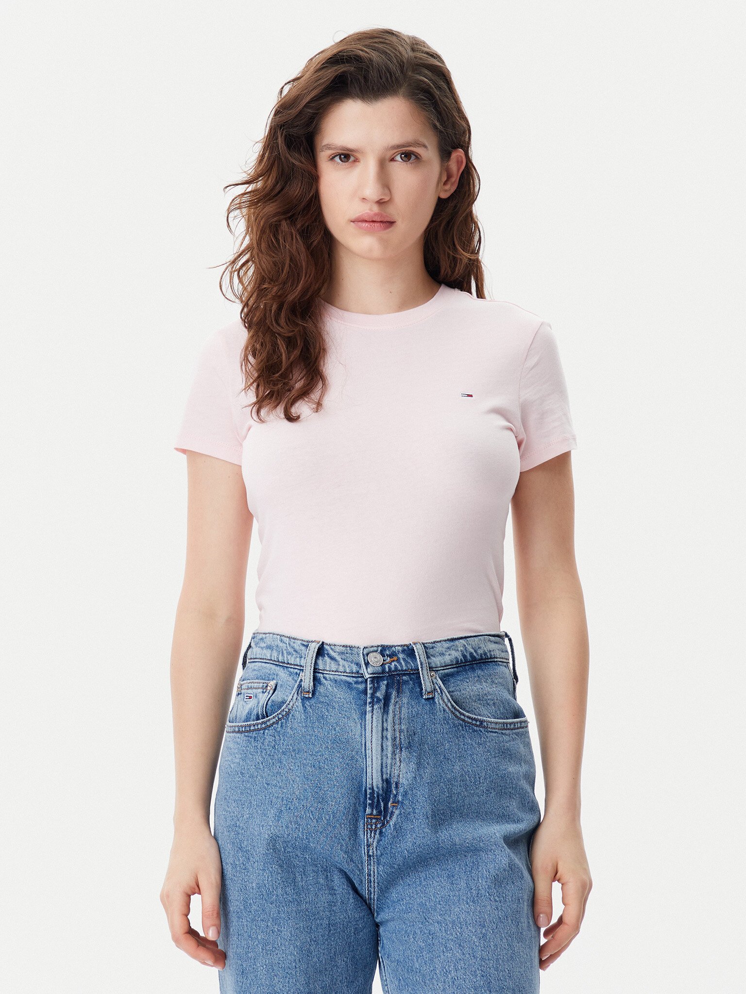 Tee shirt  Tommy Jeans DW0DW21366 0XN Ecru / Precious Pink