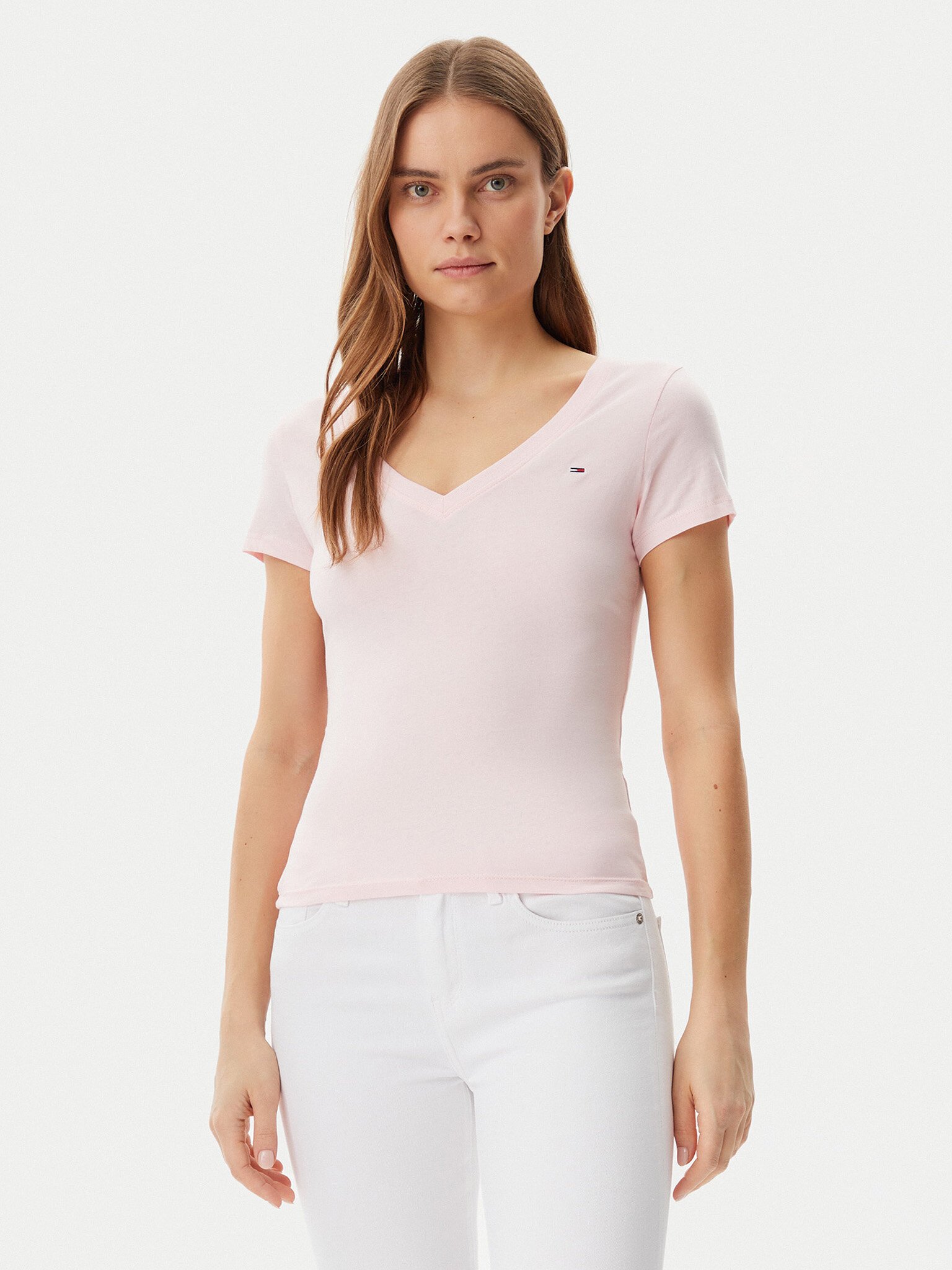 Tee shirt  Tommy Jeans DW0DW21367 0XN Ecru / Precious Pink
