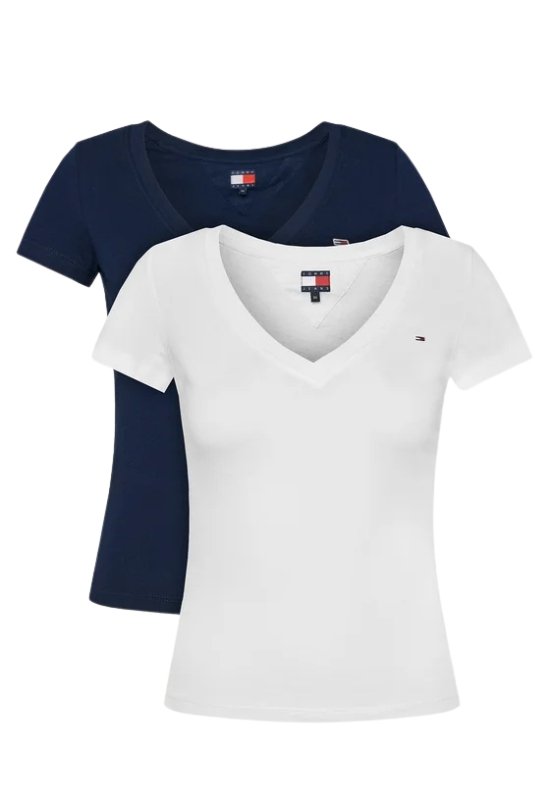 Tee shirt  Tommy Jeans DW0DW21367 0XX Ecru / Dark Night Navy