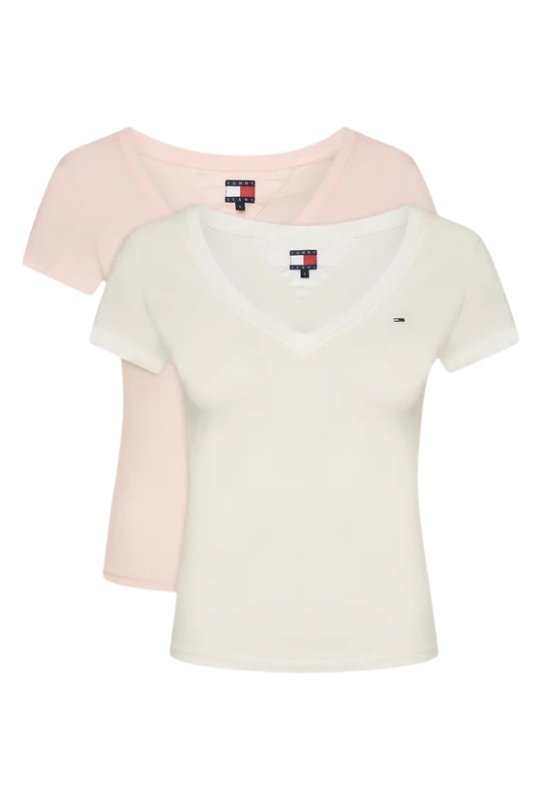 Tee shirt  Tommy Jeans DW0DW21367 0XN Ecru / Precious Pink