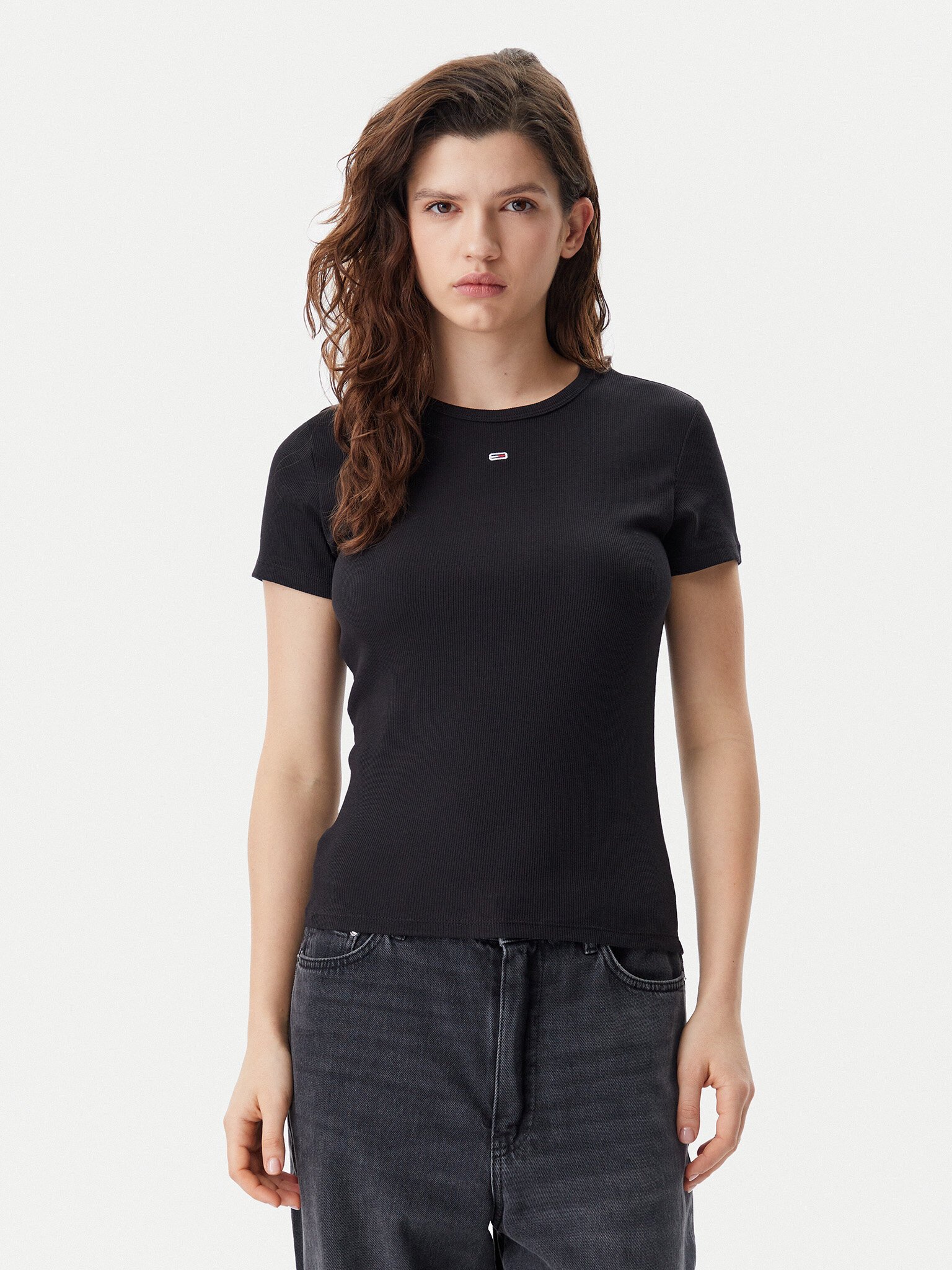 Tee shirt  Tommy Jeans DW0DW21430 0XO Ecru / Black