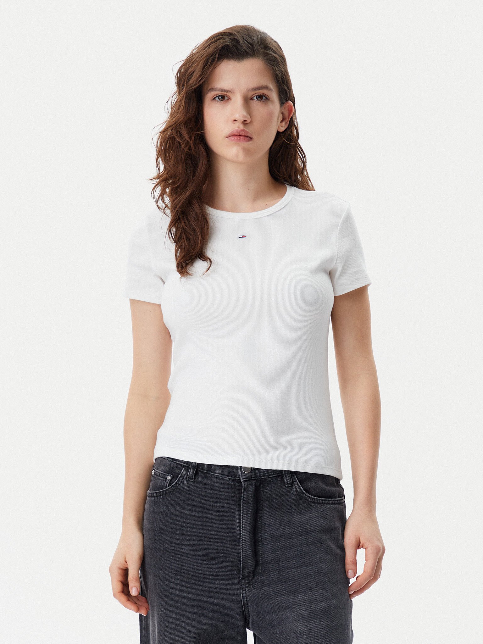 Tee shirt  Tommy Jeans DW0DW21430 0XO Ecru / Black