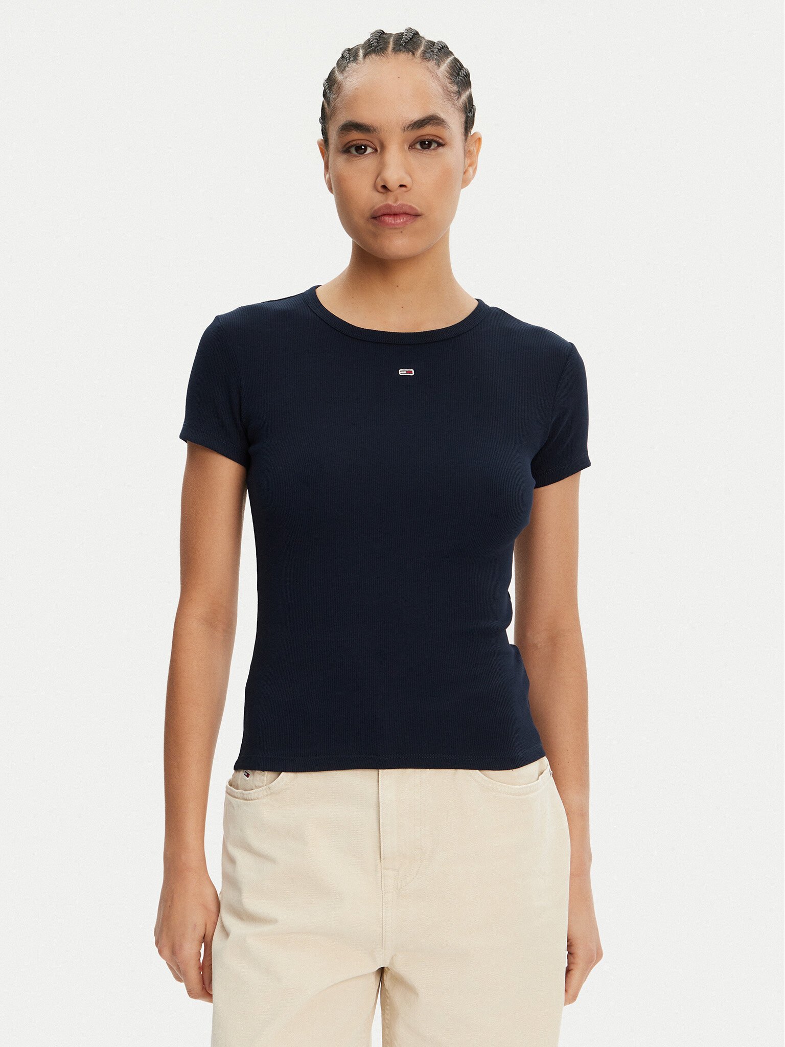 Tee shirt  Tommy Jeans DW0DW21430 0XX Ecru / Dark Night Navy