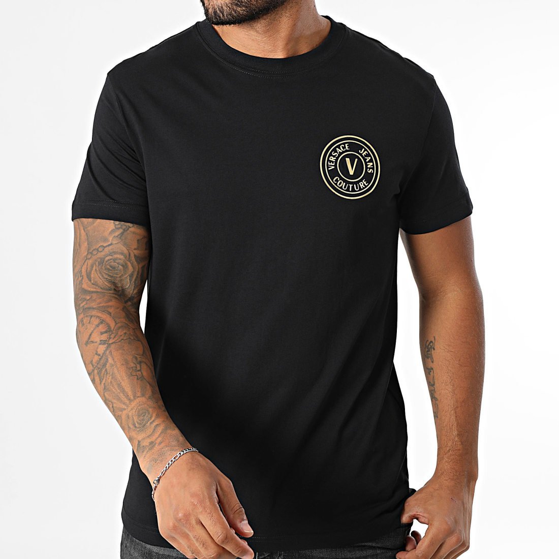 T-S manches courtes  Versace Jeans 79GAHT00 CJ00T G89 BLACK + GOLD