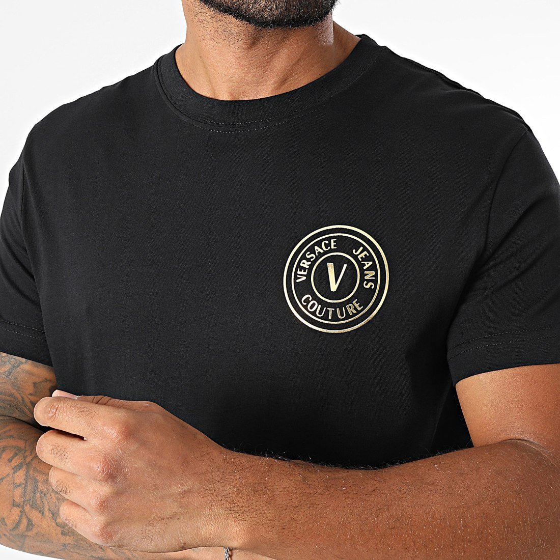 T-S manches courtes  Versace Jeans 79GAHT00 CJ00T G89 BLACK + GOLD