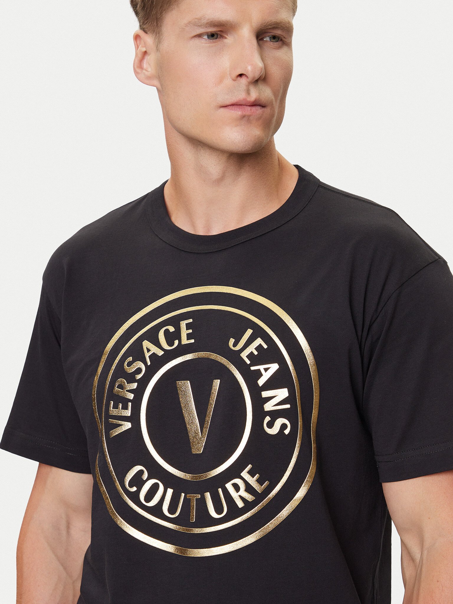 T-S manches courtes  Versace Jeans 79GAHT01 CJ00T G89 BLACK + GOLD