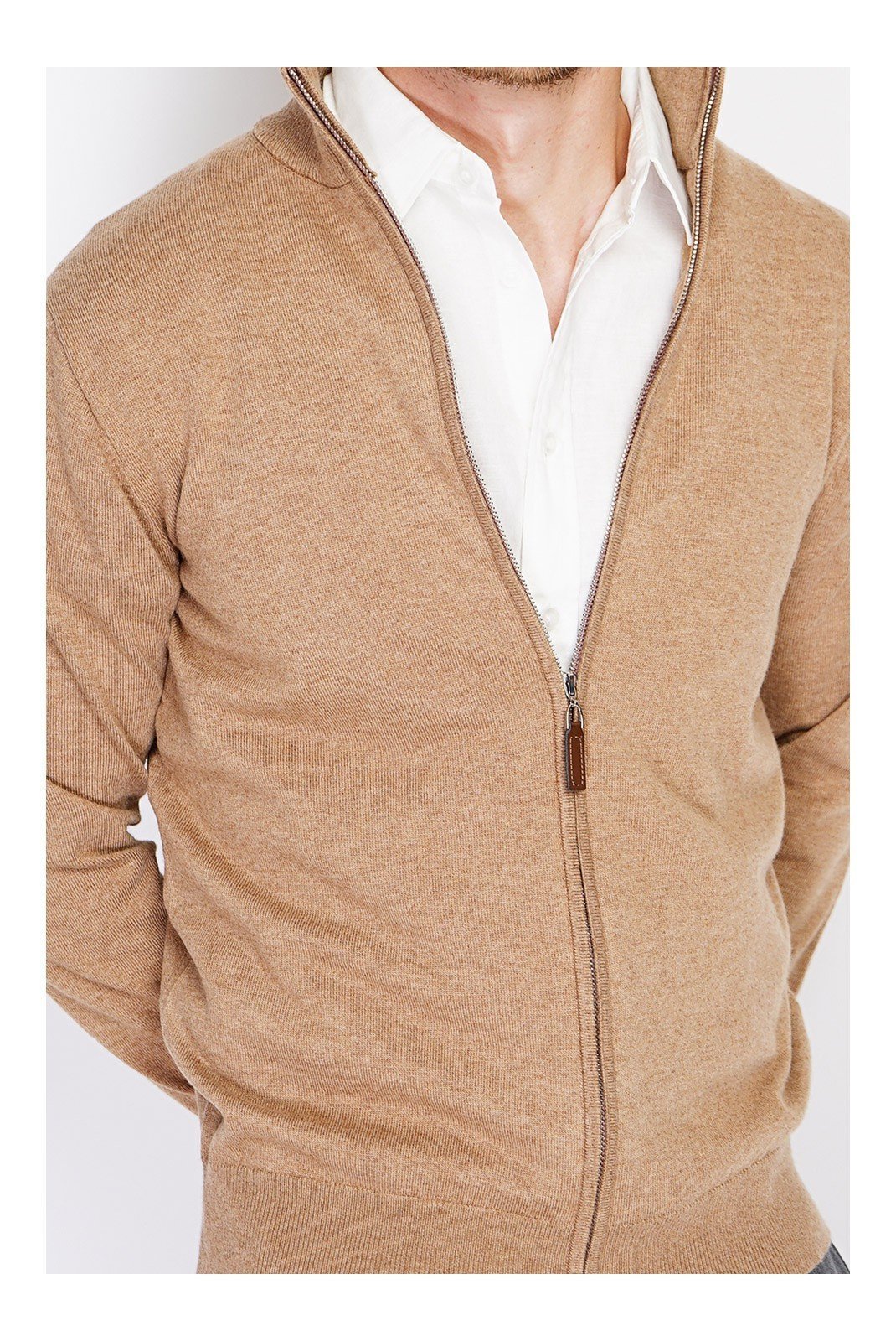 Gilets  William de faye WFM146_CAMEL_FONCE Camel
