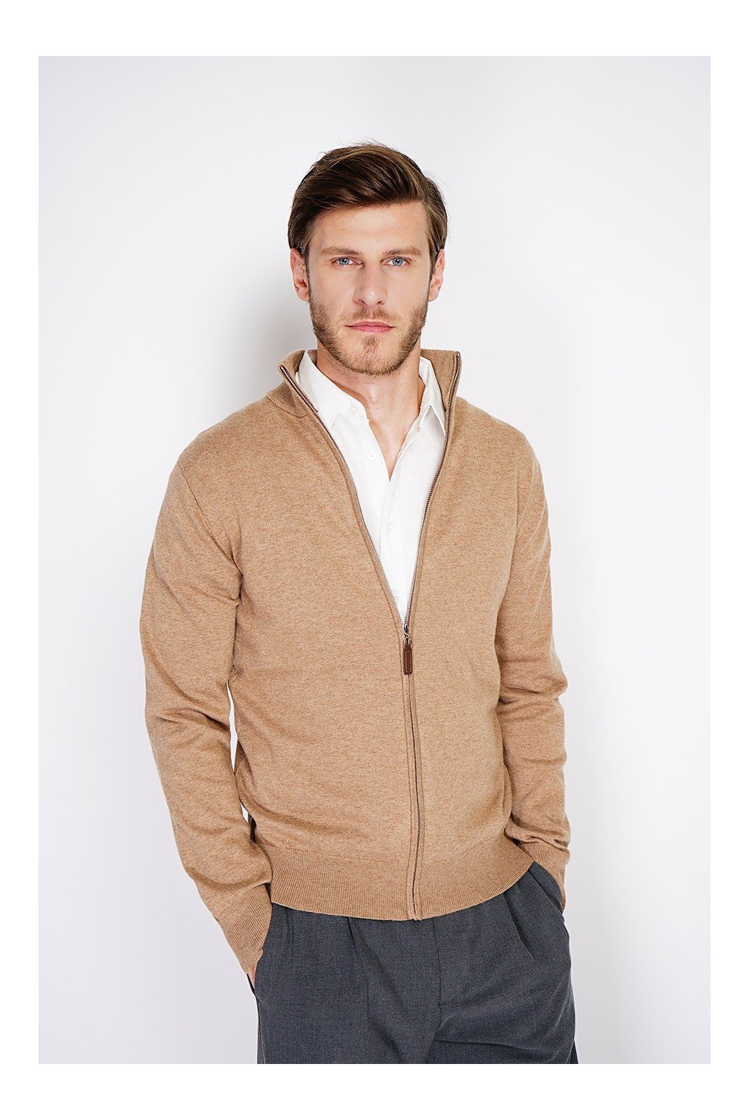 Gilets  William de faye WFM146_CAMEL_FONCE Camel