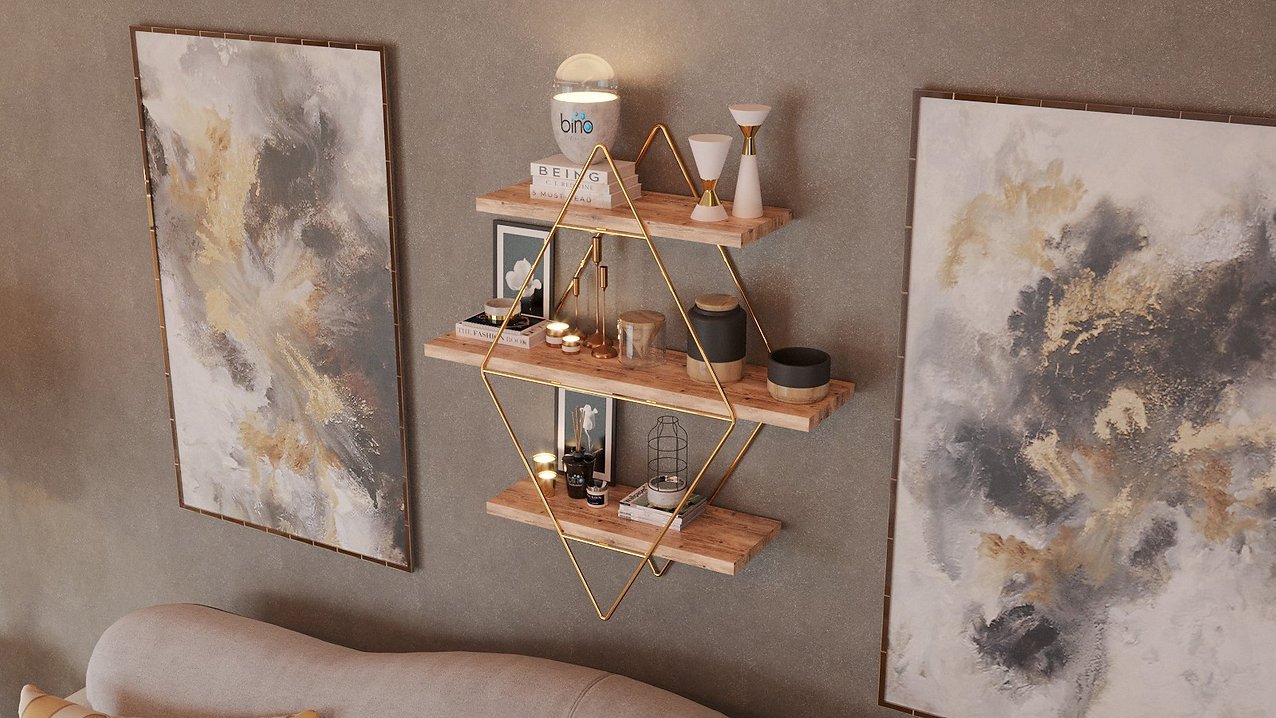 Etagères murales  WOODEN ART 498HFT1110 Gold/Brown