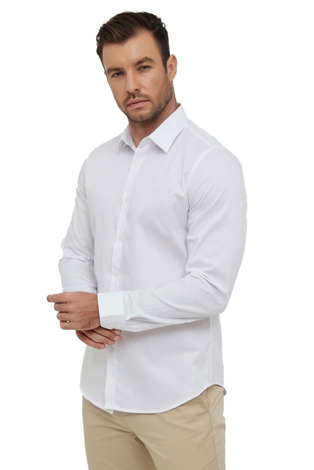 Chemises manches longues  Yves Enzo paris SLIM1009 9 Blanc