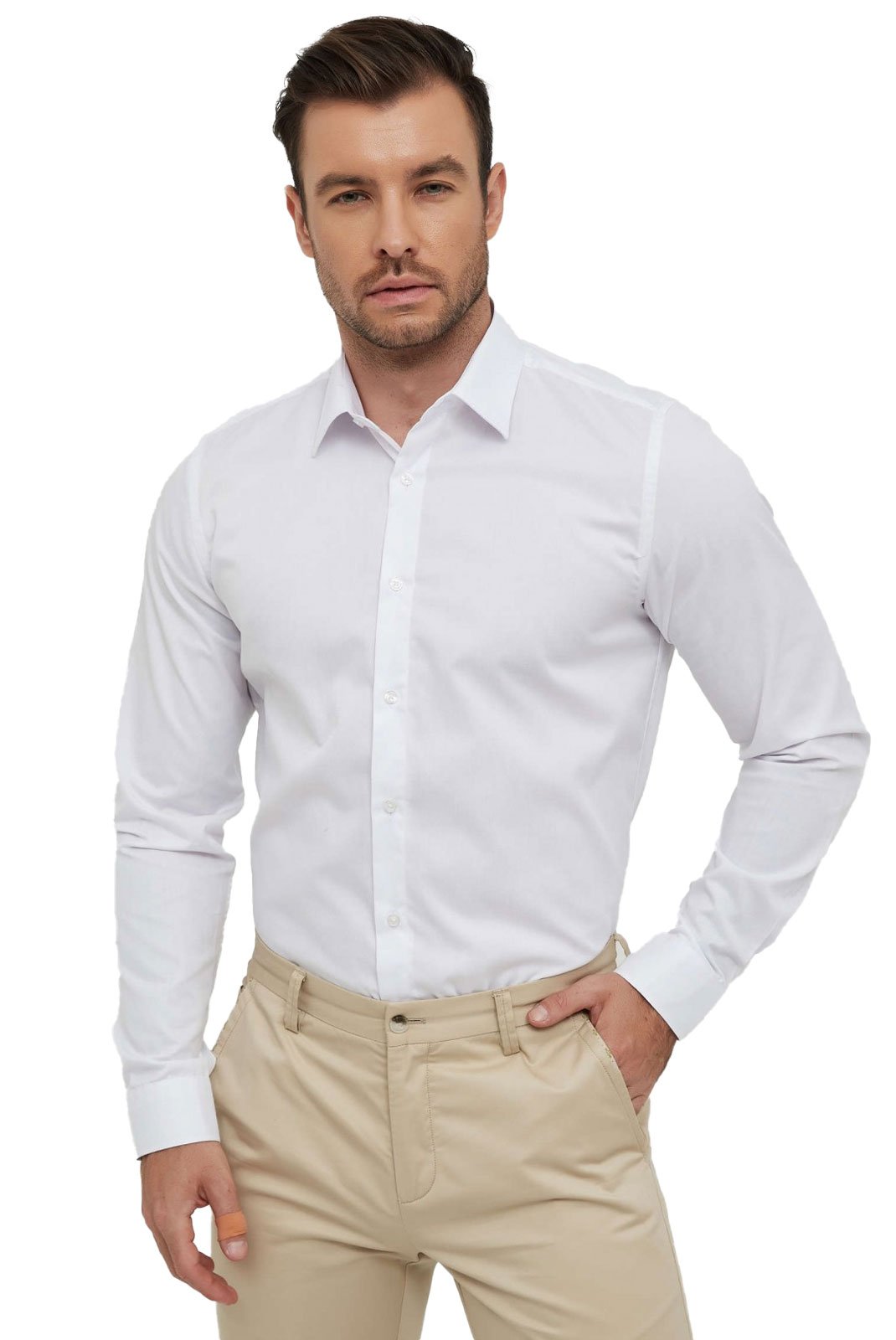 Chemises manches longues  Yves Enzo paris SLIM1009 9 Blanc