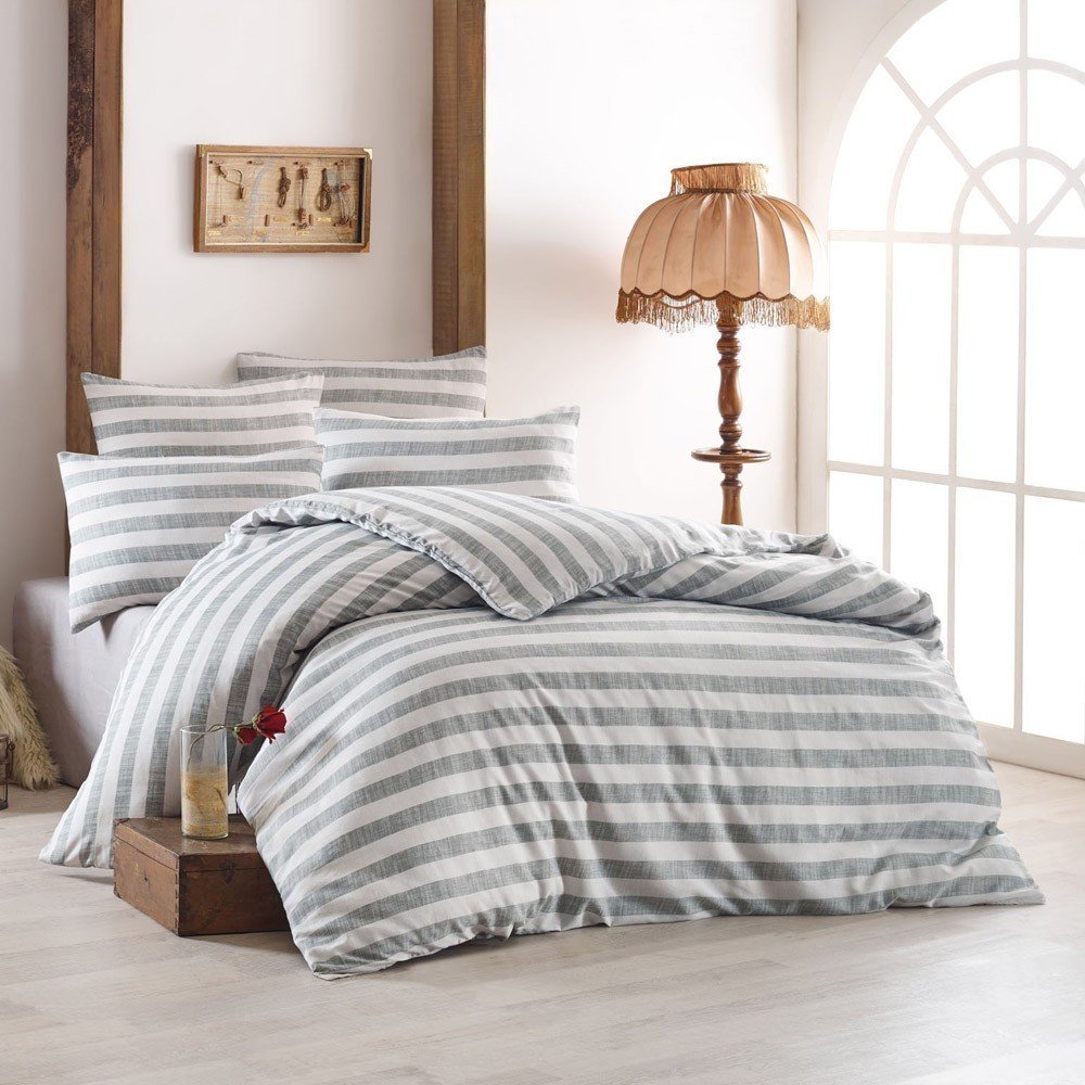 Linge de lit  Cotton box 162ELR68444 Grey/White