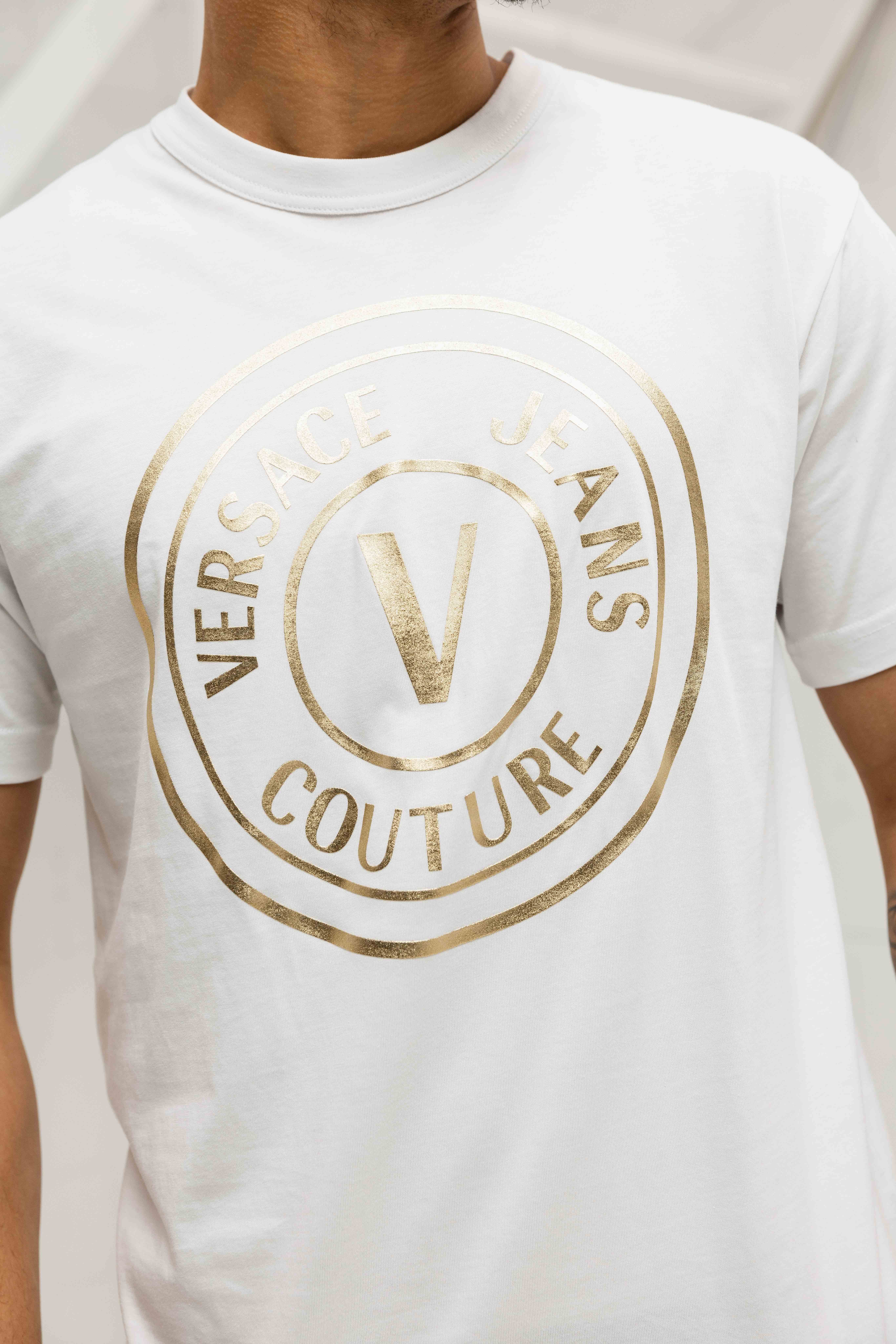 T-S manches courtes  Versace Jeans 78GAHT01 CJ00T G03 003 + 948 WHITE + GOLD