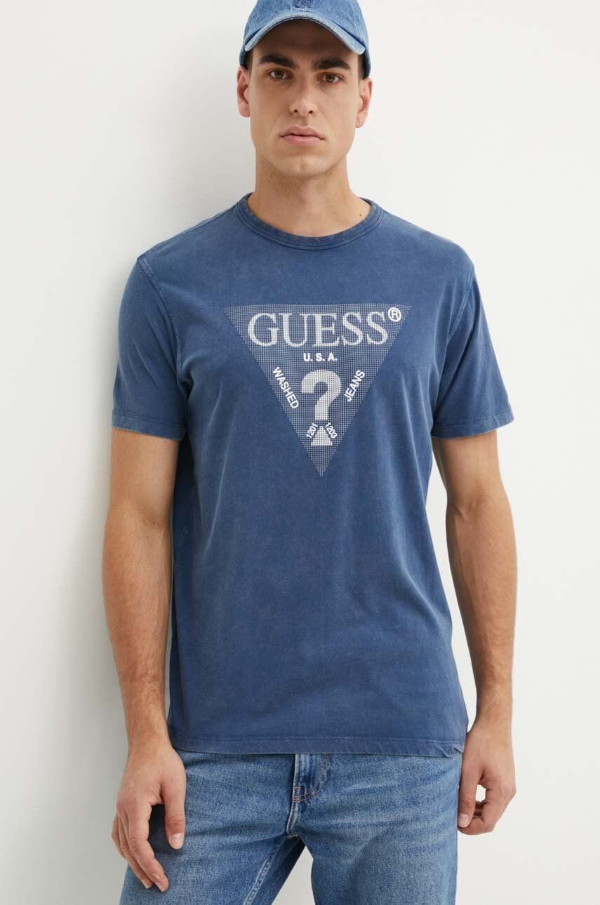 T-S manches courtes  Guess jeans M4YI05 I3Z14 G75N PENNANT BLUE