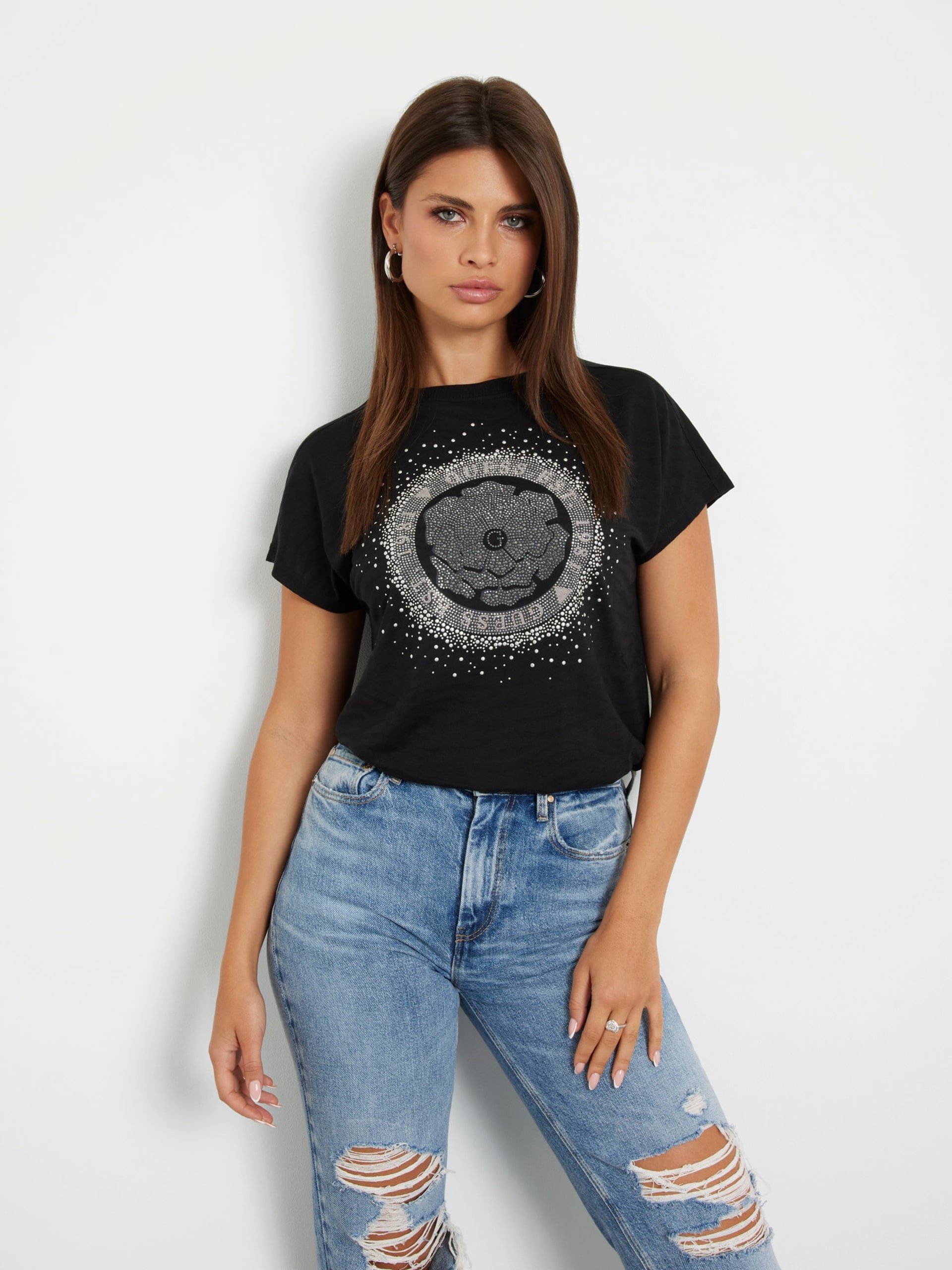 Tee shirt  Guess jeans W4YI29 KCCG0 JBLK Jet Black A996