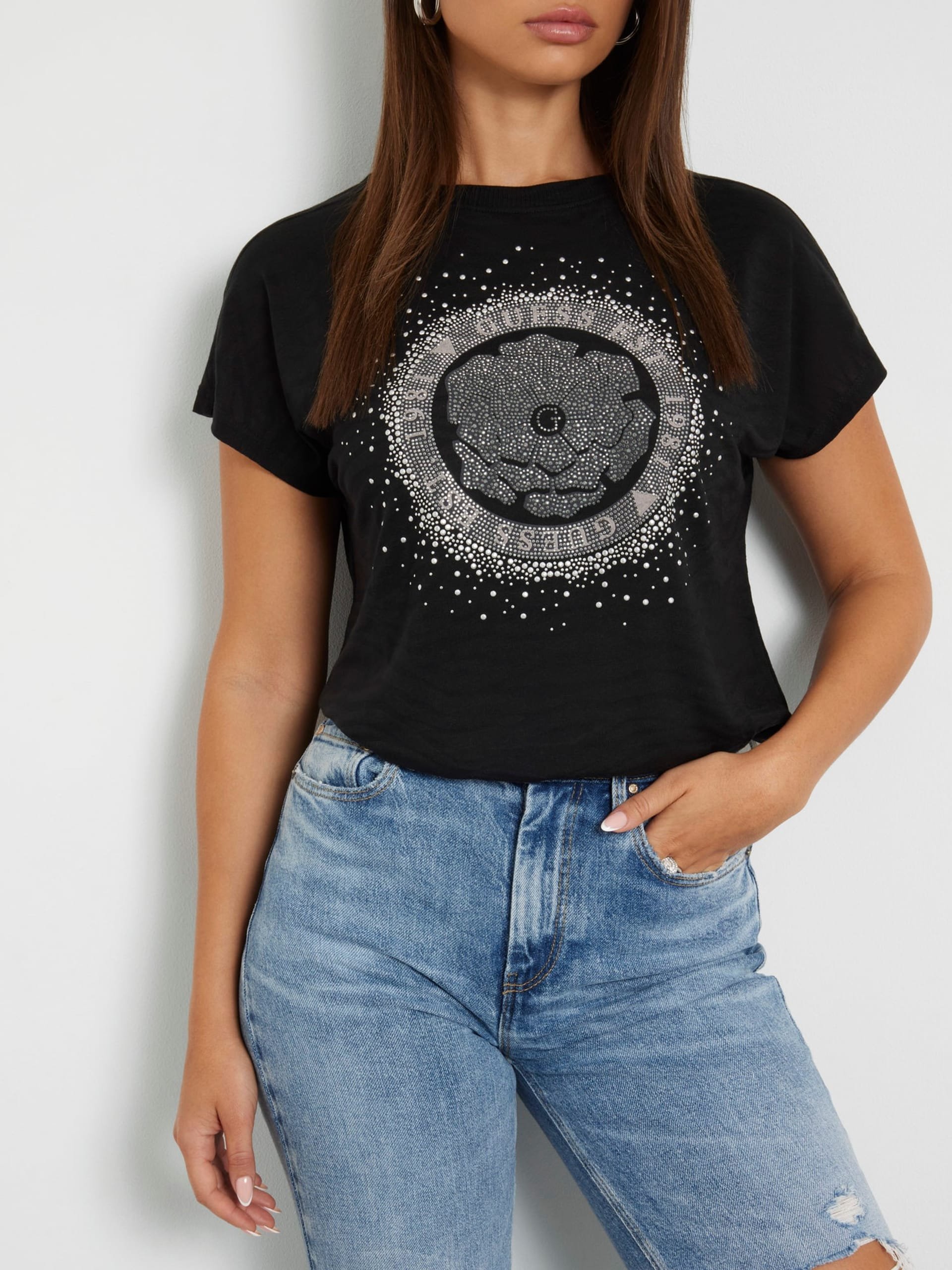 Tee shirt  Guess jeans W4YI29 KCCG0 JBLK Jet Black A996