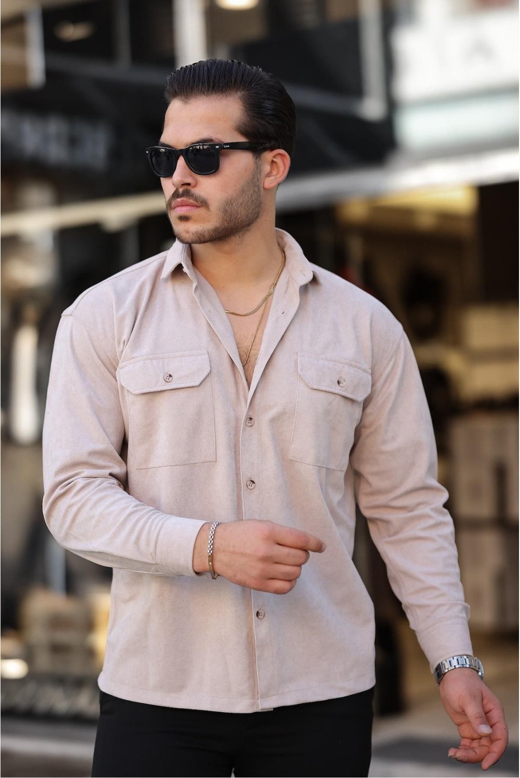 Chemises manches longues  VALIBERTA G10107-Beige 