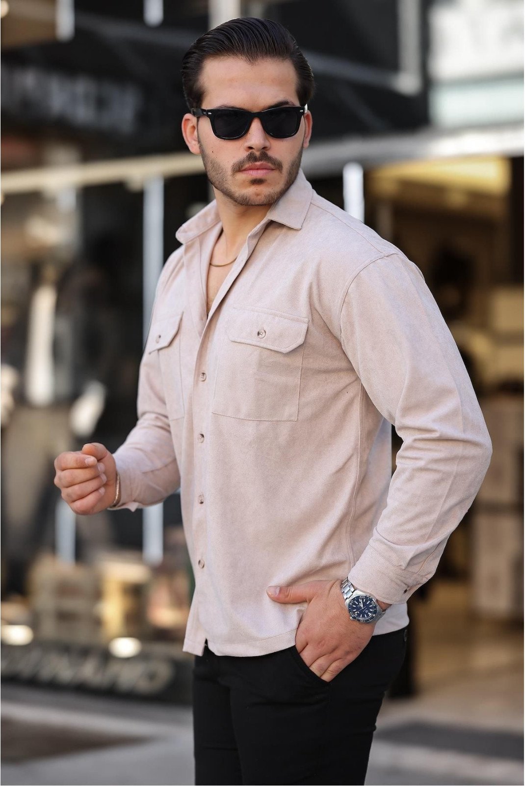 Chemises manches longues  VALIBERTA G10107-Beige 