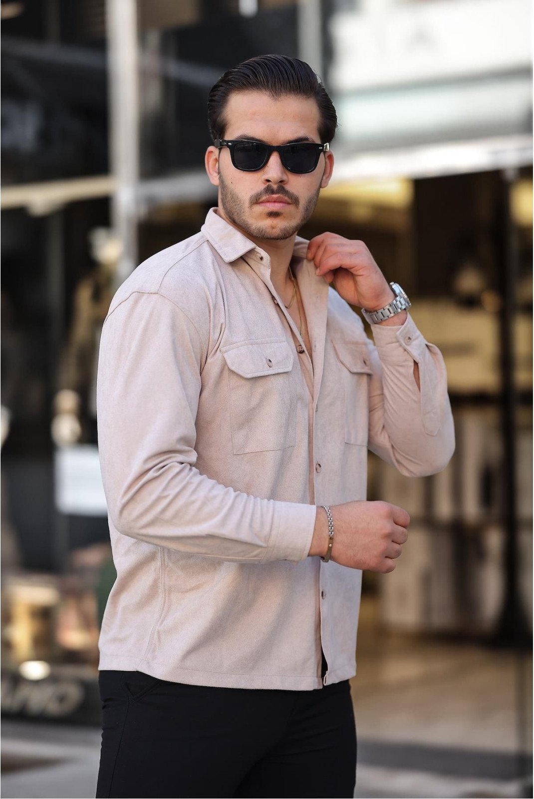 Chemises manches longues  VALIBERTA G10107-Beige 