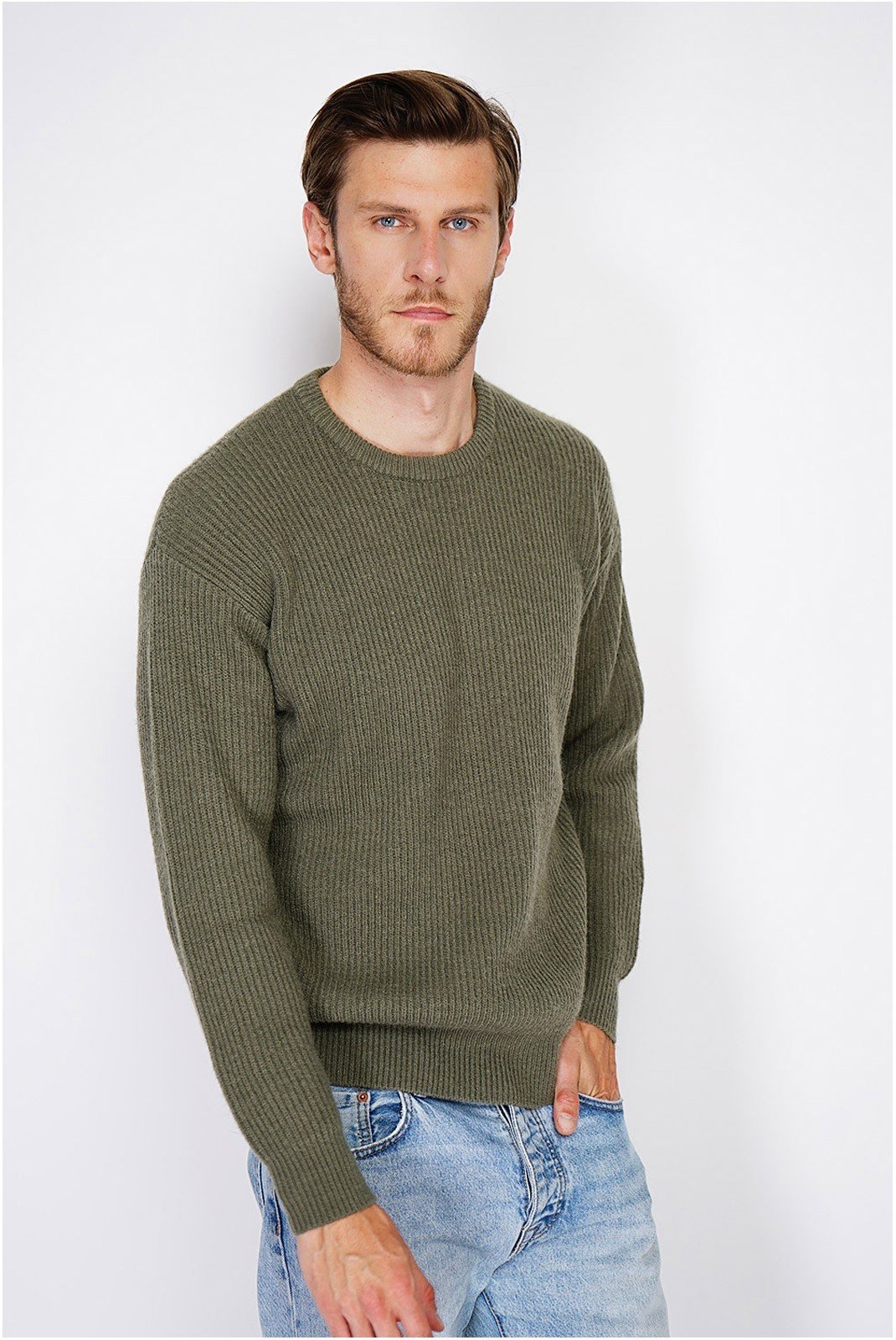 Pulls  Le Cachemire français CF-129_KAKI Kaki