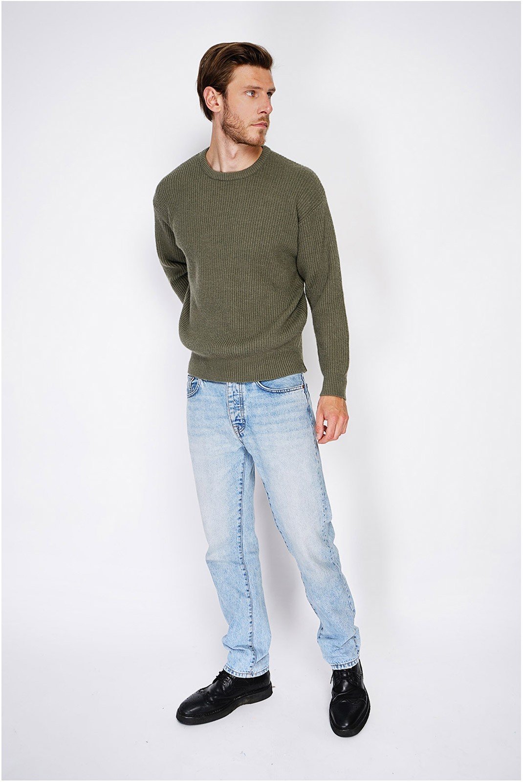 Pulls  Le Cachemire français CF-129_KAKI Kaki