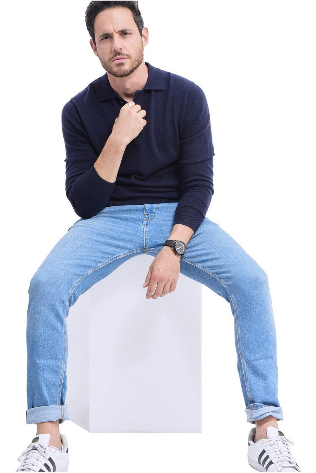 Polos manches courtes  Le Cachemire français CF-36_BLEU_NUIT 