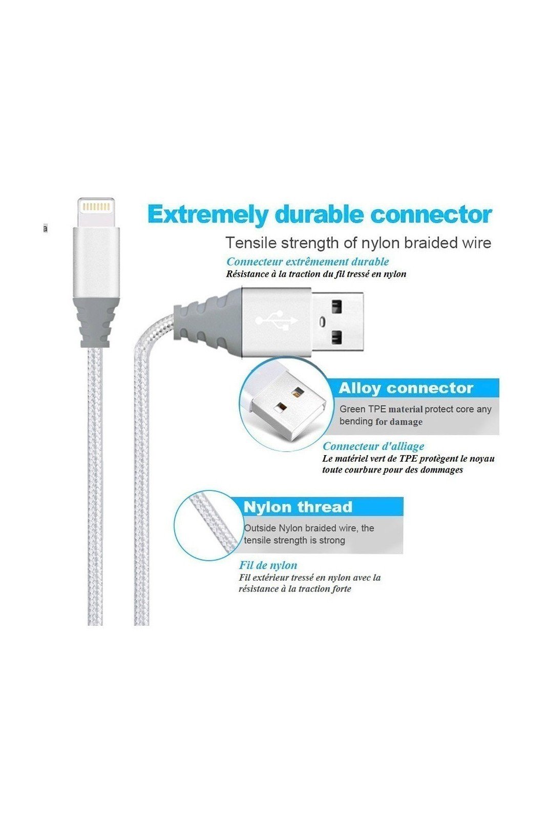Cable et Multi-prise  Platyne DCAB_49 Argent