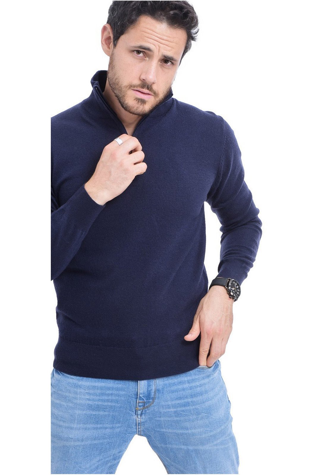 Gilets  Le Cachemire français CF-33_BLEU_NUIT Bleu Nuit