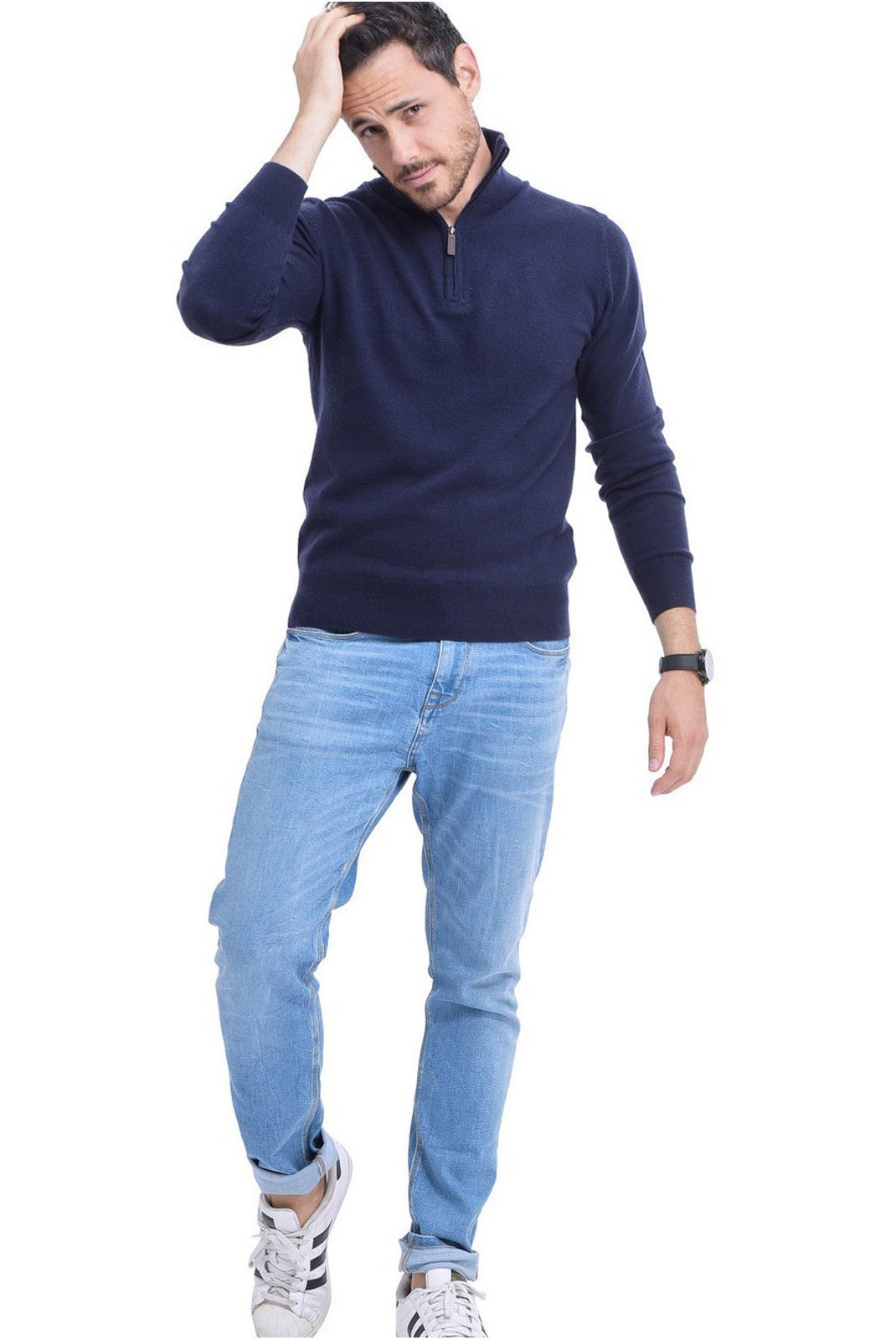 Gilets  Le Cachemire français CF-33_BLEU_NUIT Bleu Nuit